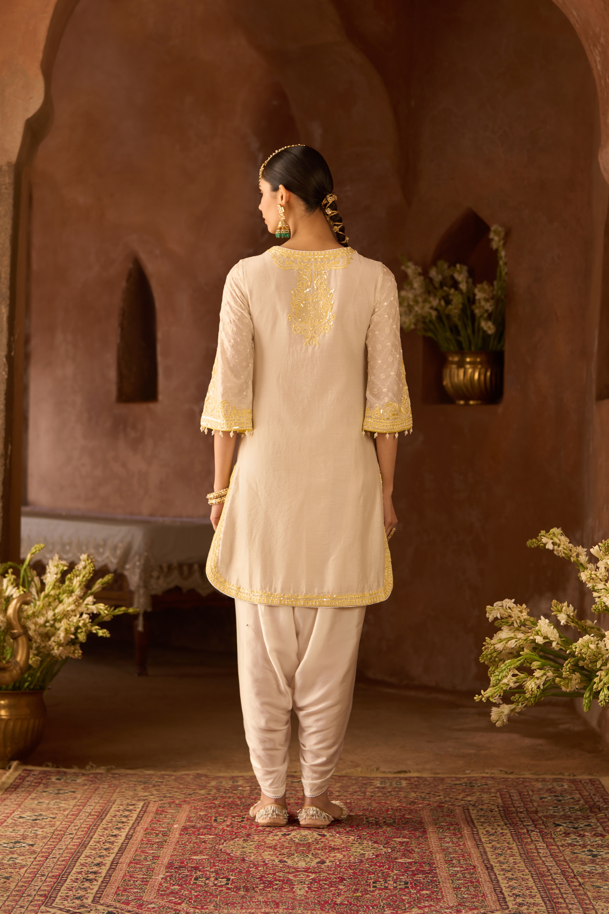 Ruhi - Daisy Ivory With Yellow Short Kurta Set