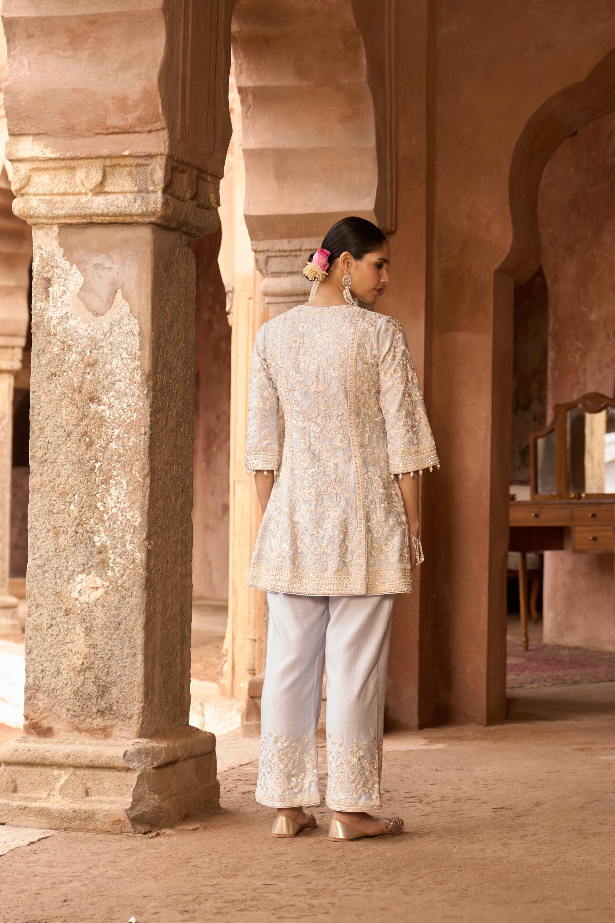 Saboor - Blue Short A-line Kurta Set