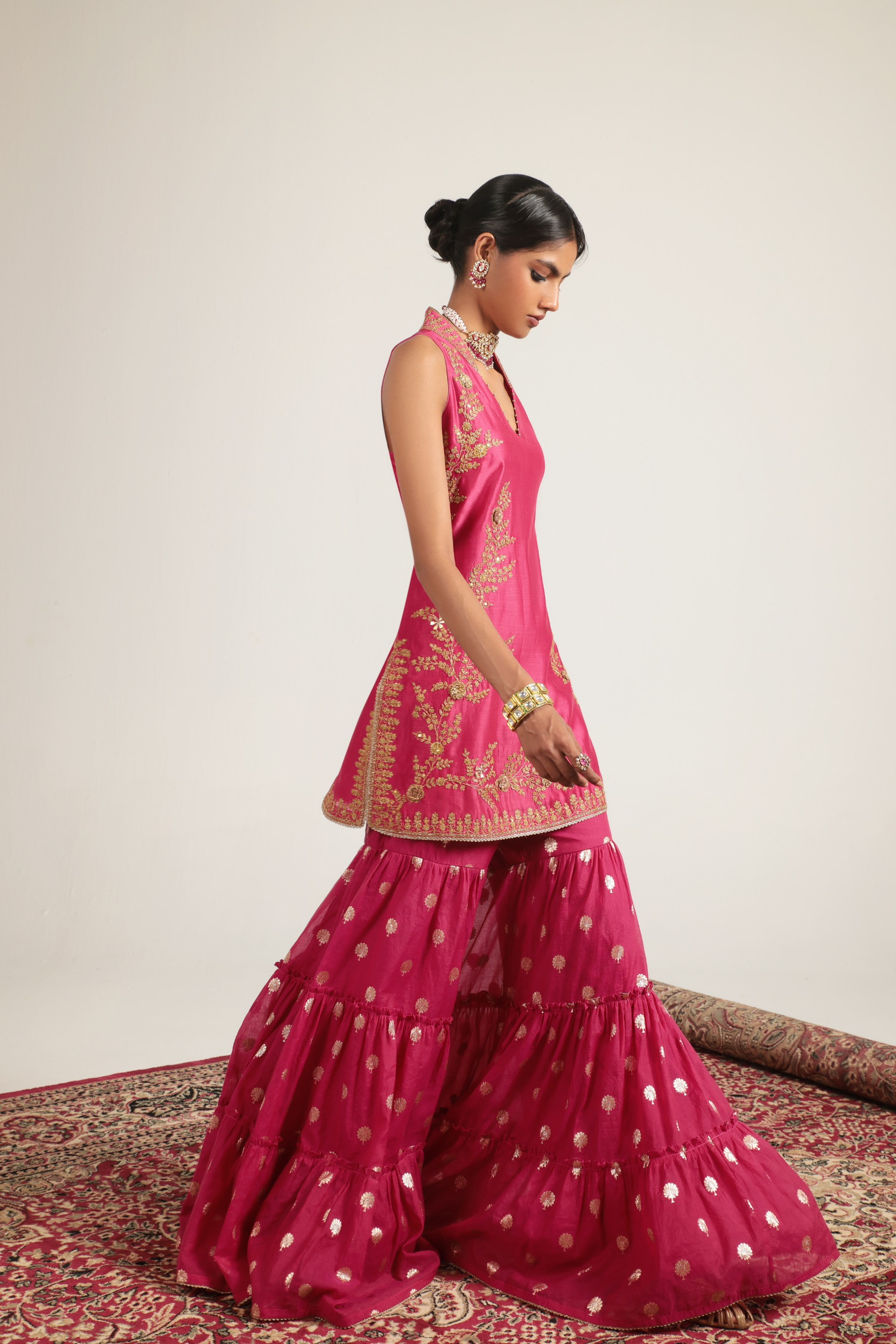 Mehrang Pink Sleeveless Sharara Set