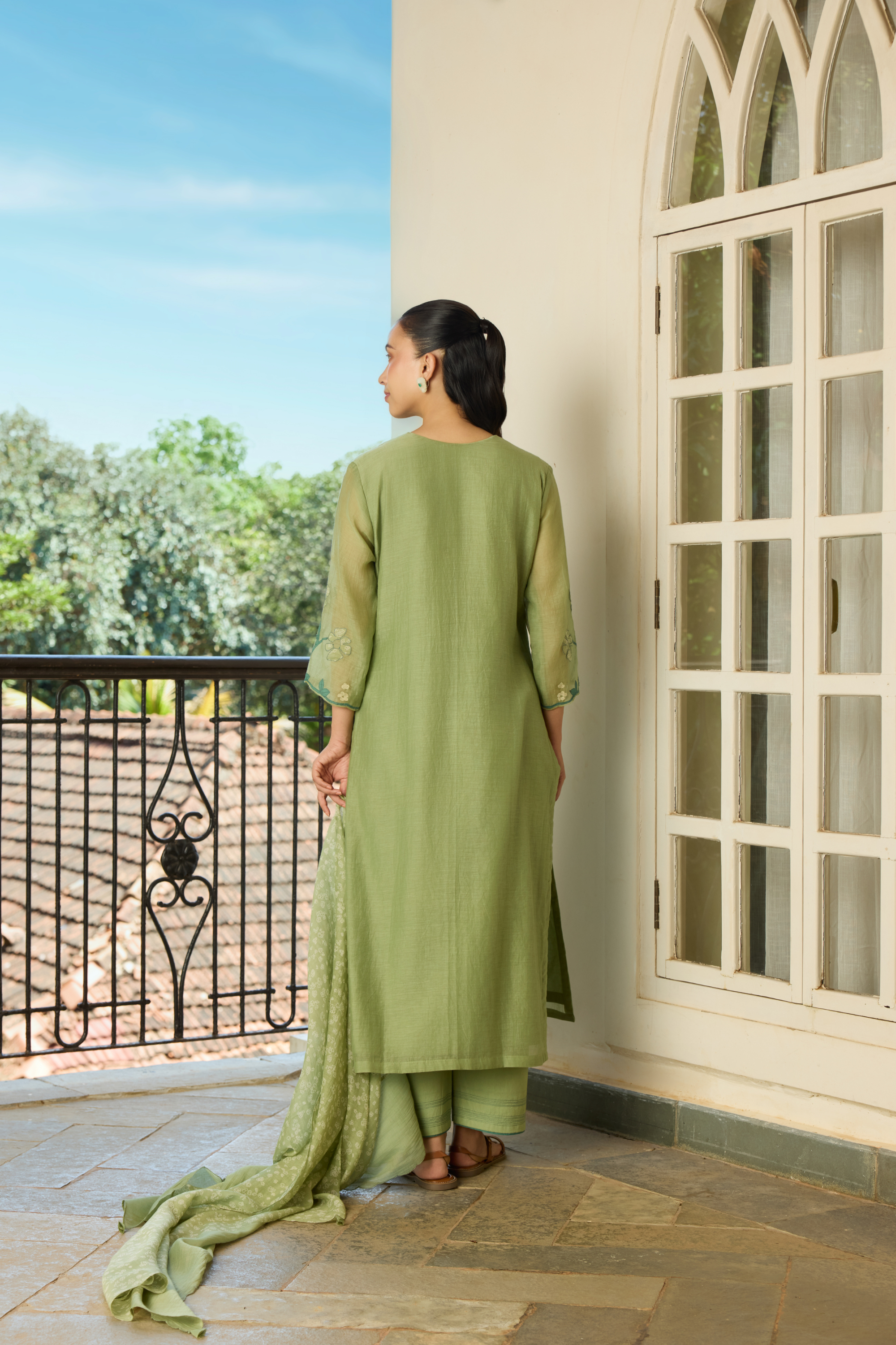 Sage Applique Kurta Set
