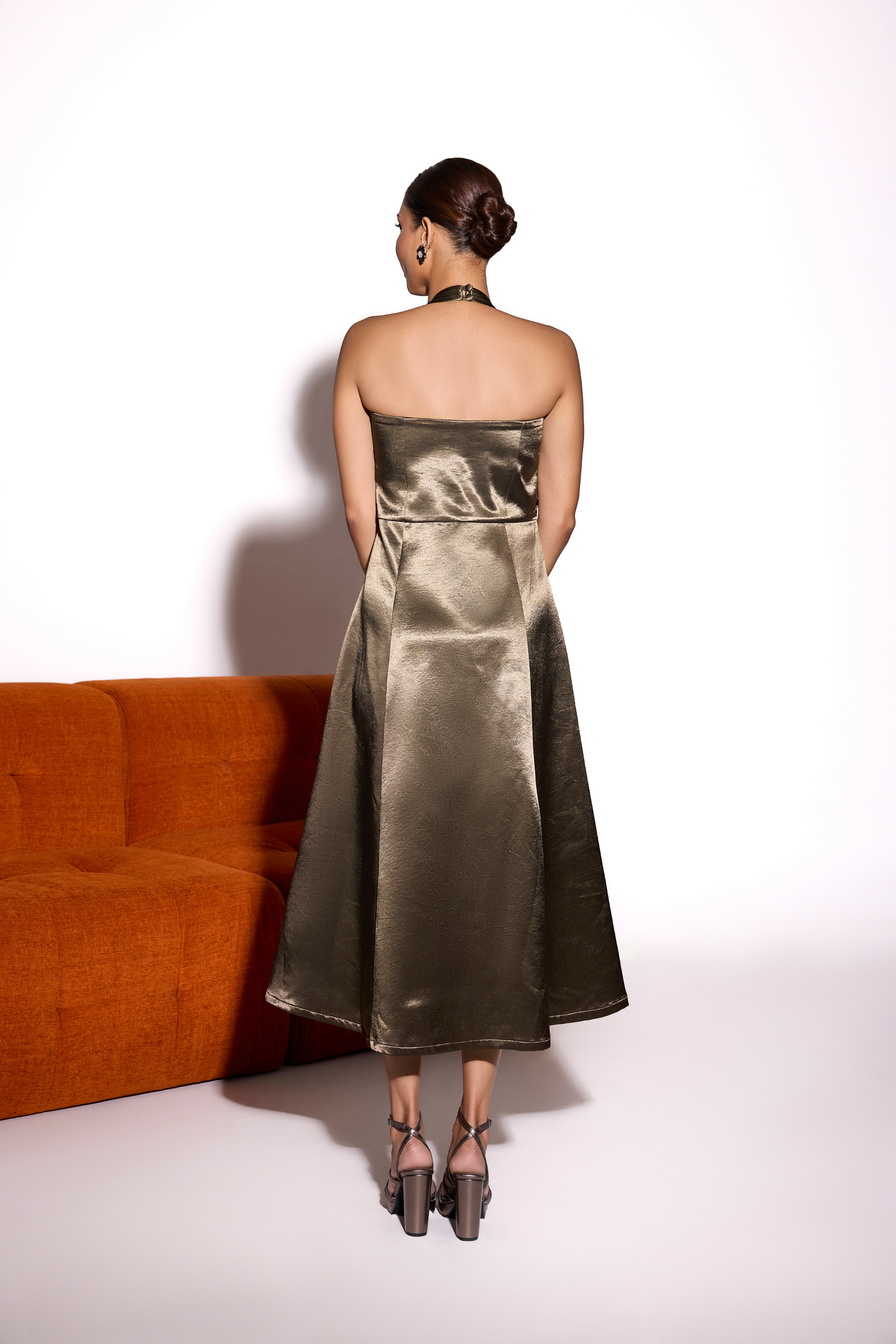 Satin Bustier Halter Midi