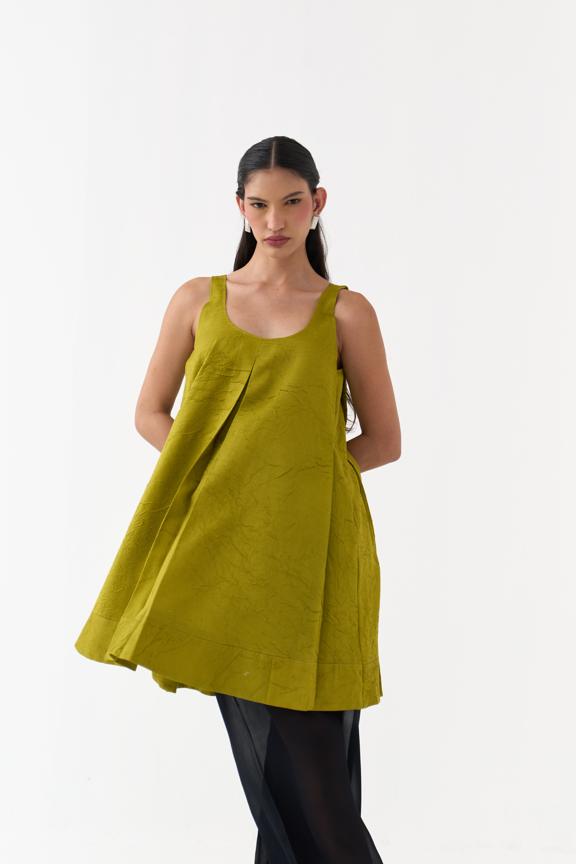 U-neck Pleated Tunic Co-ord (set Of 2)