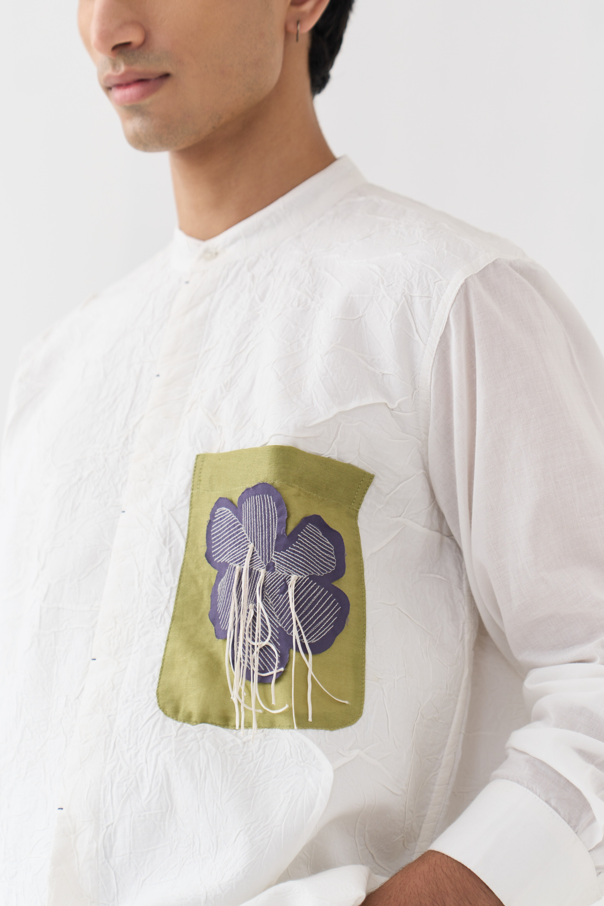 Fringe Applique Patch Pocket Shirt Co-ord