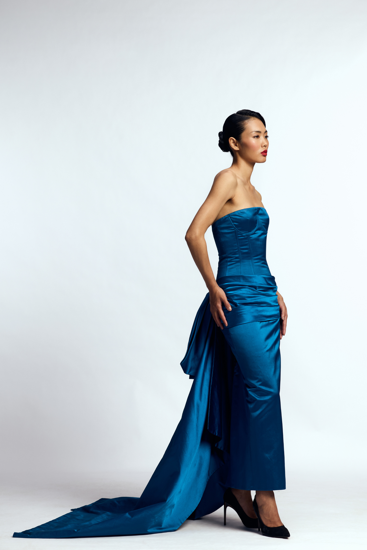 Structured Draped Column Gown