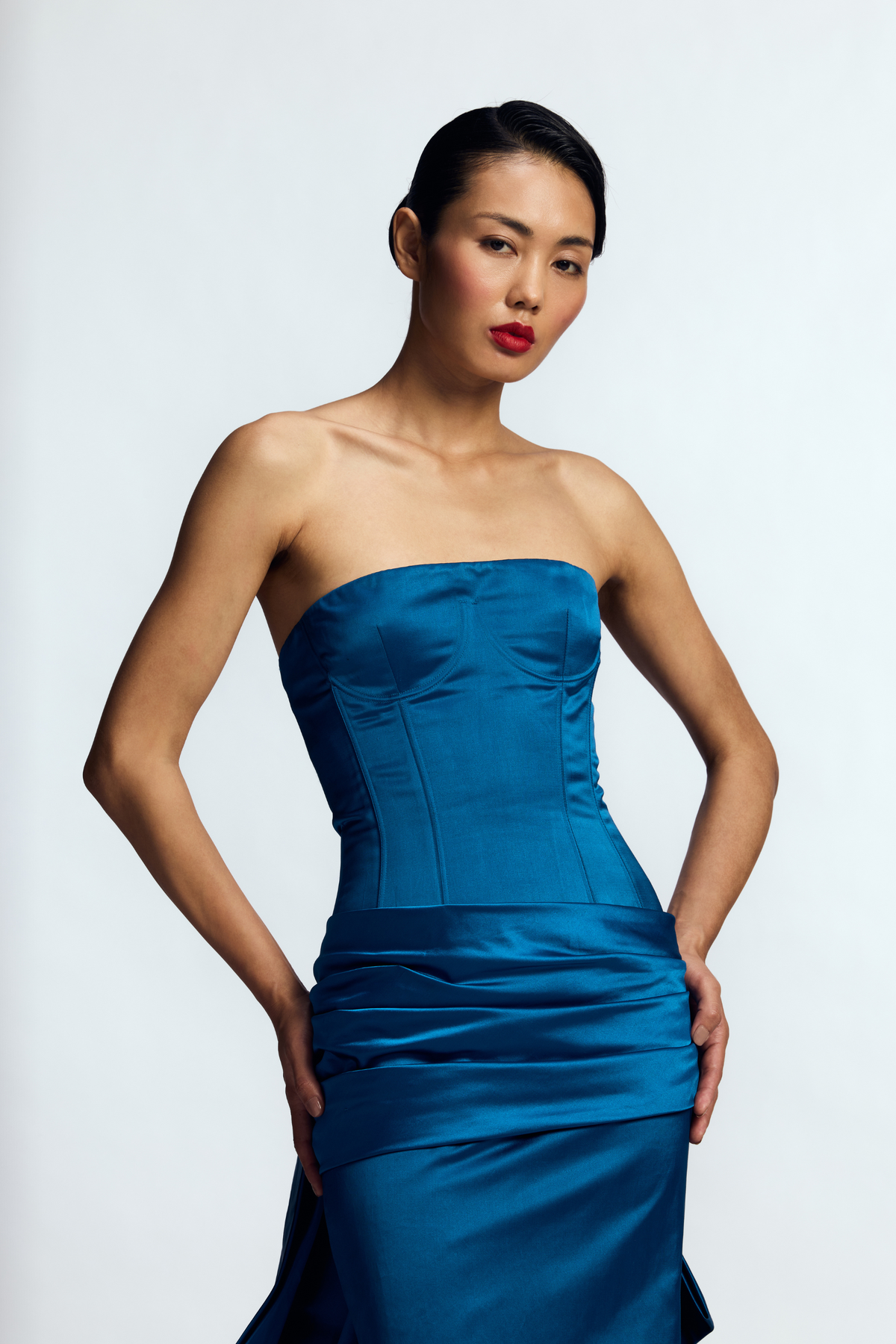 Structured Draped Column Gown