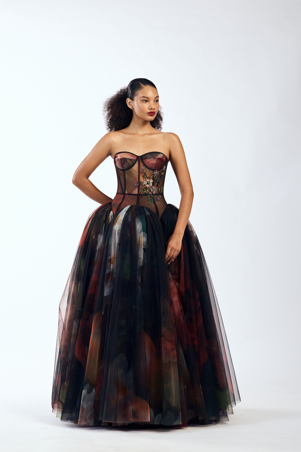 Drop Waisted Corseted Maxi Dress