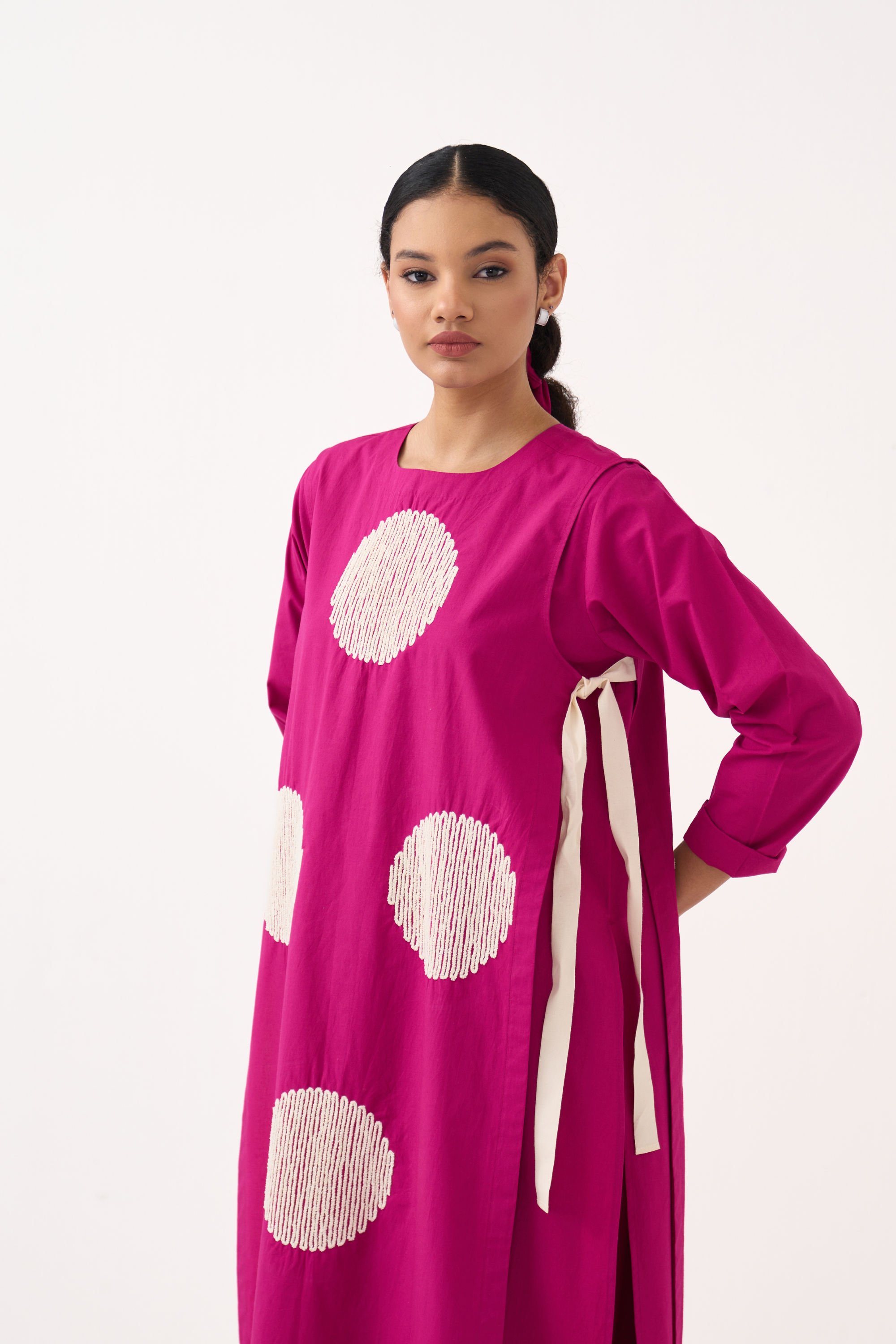 Emb. Side Tie Overlay Co-ord (set Of 3)