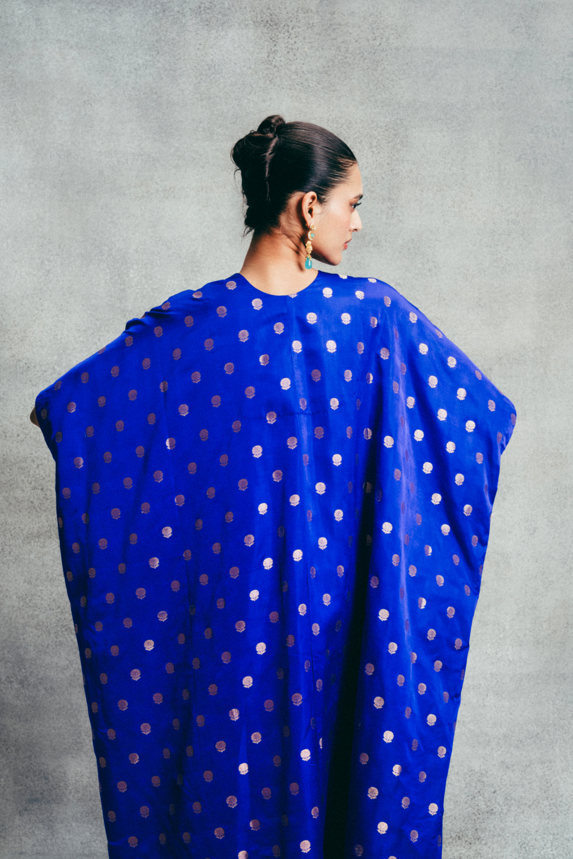 Handwoven Electric Blue Banarasi Kaftan