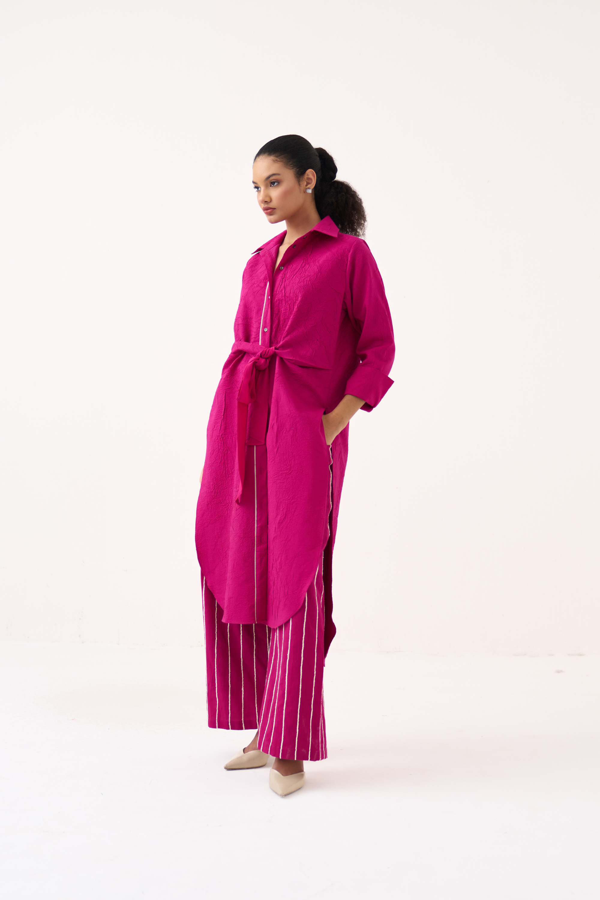 Front Knot Shirt Co-ord (set Of 2)