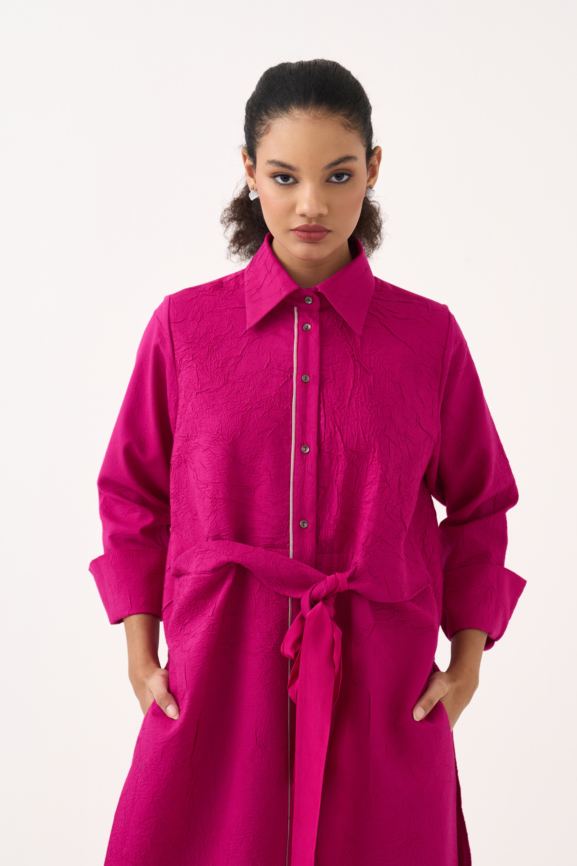 Front Knot Shirt Co-ord (set Of 2)