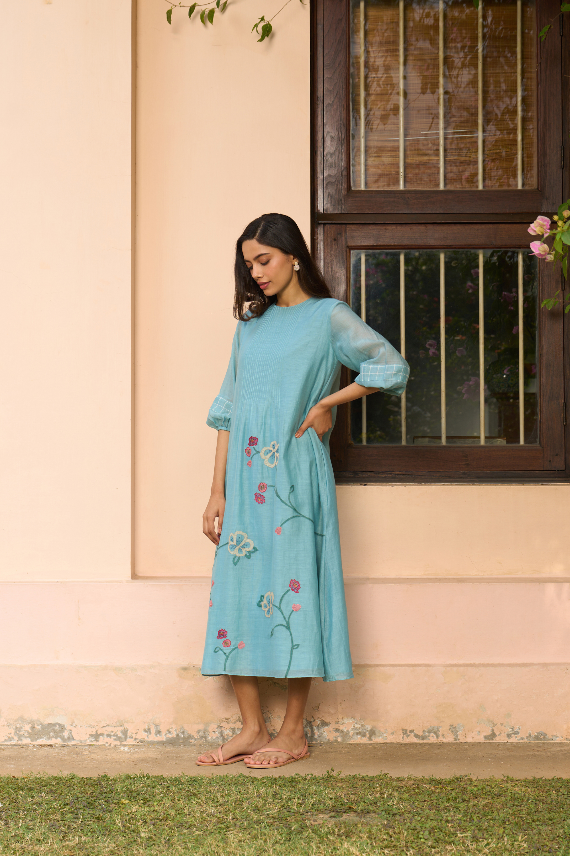 Powder Blue Applique Dress