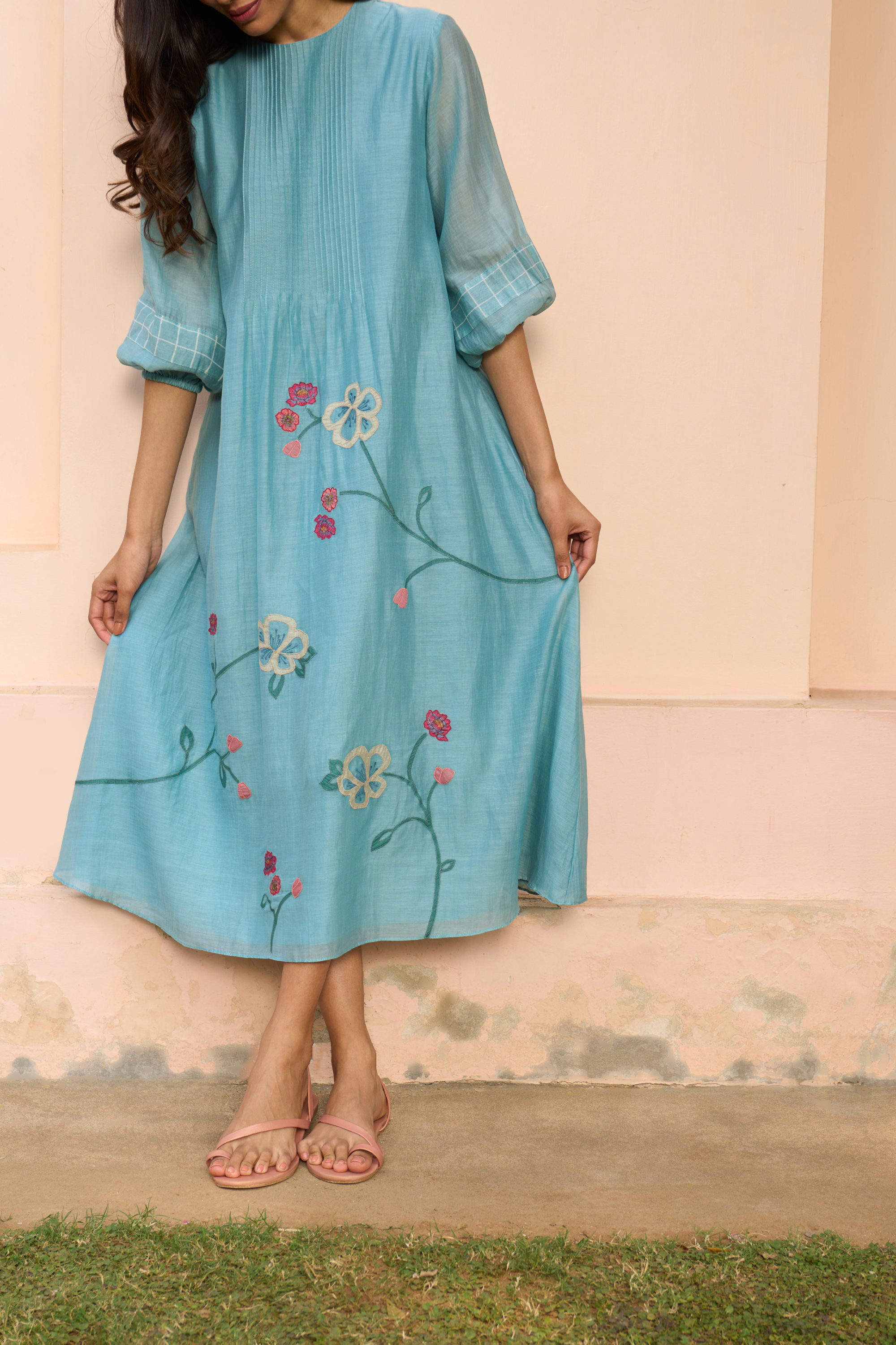 Powder Blue Applique Dress
