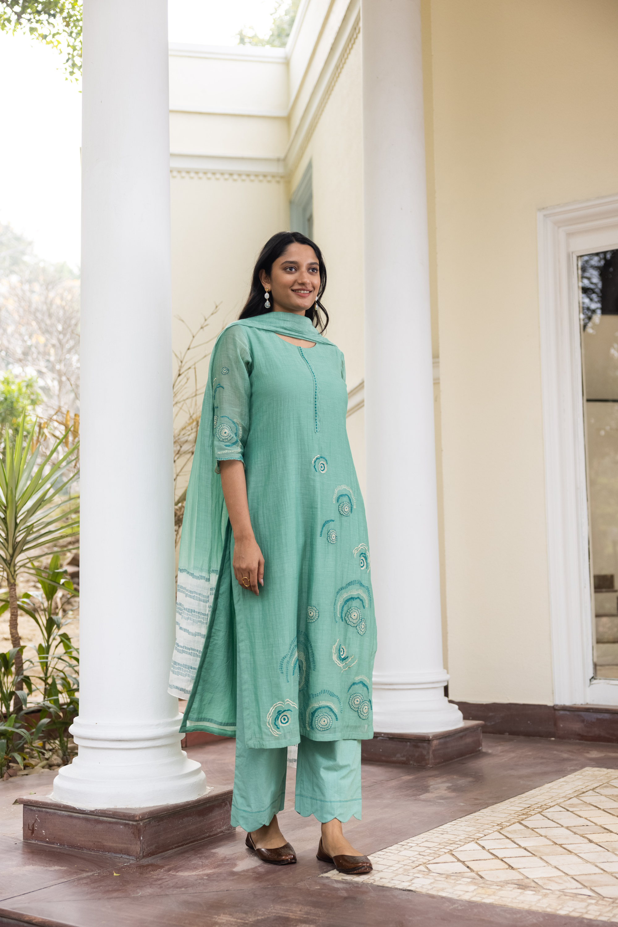 Mint Embroidered Kurta Set