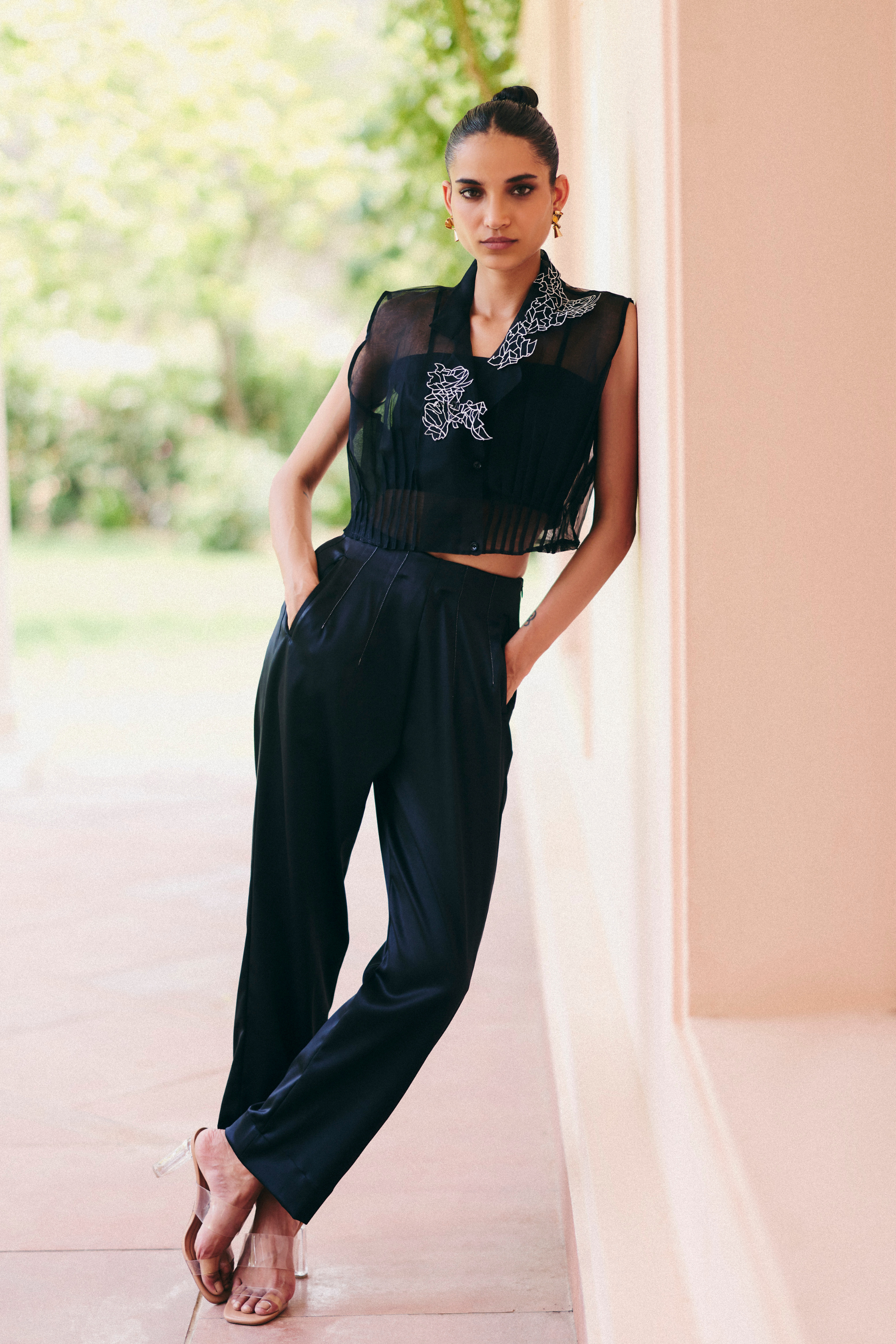 Black Jacket Set With Pants