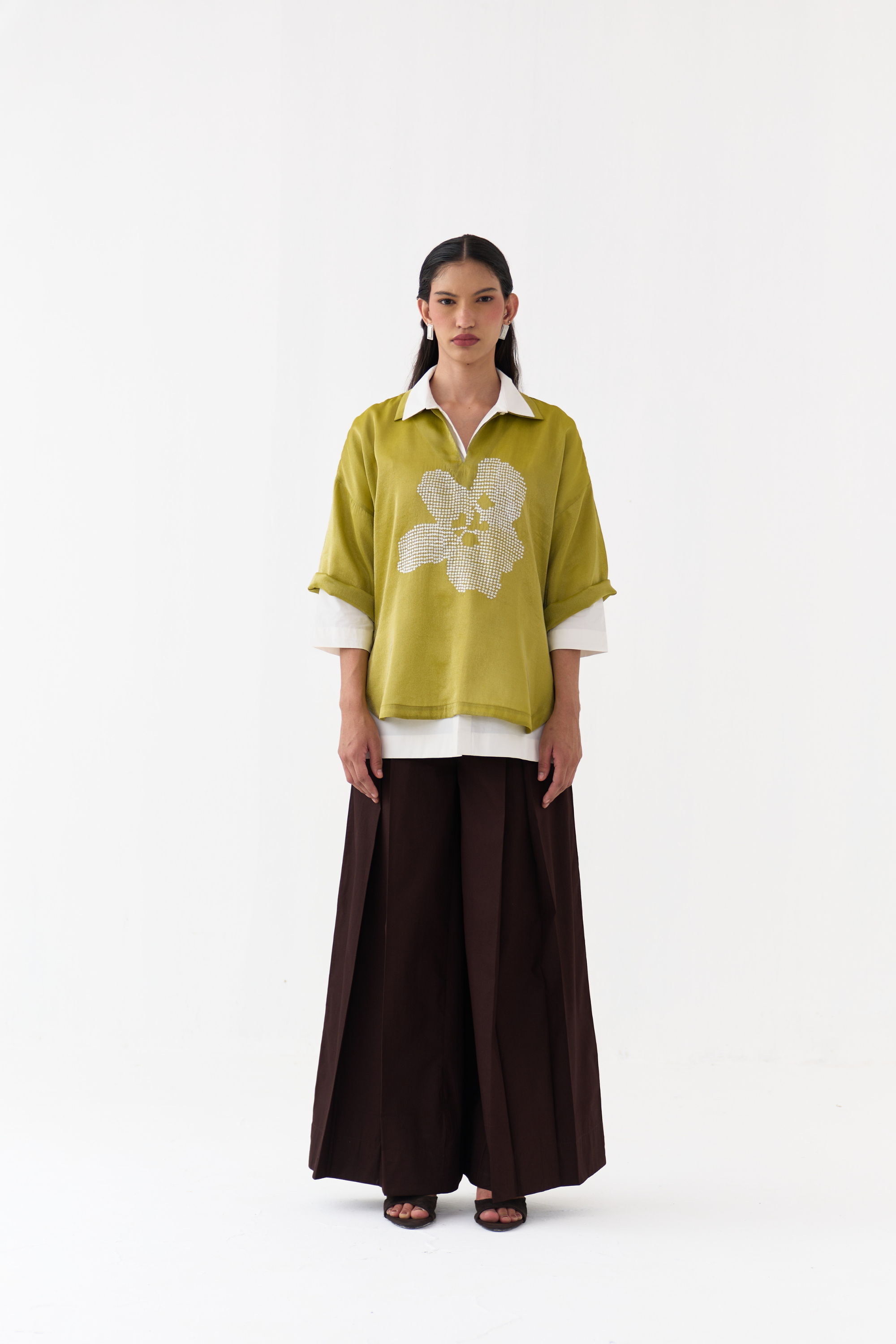 Emb. V Neck Top Co-ord (set Of 3)