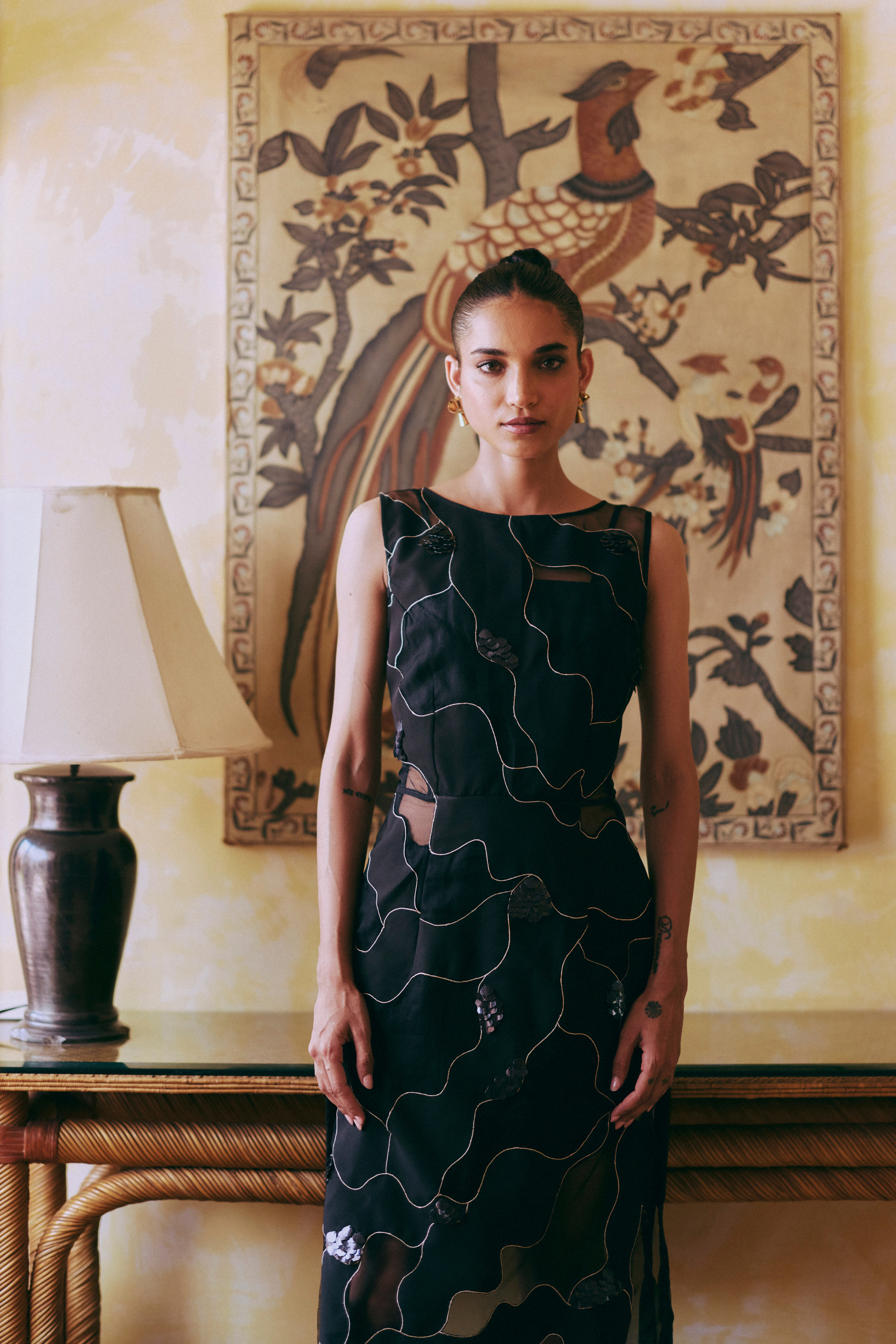 Black Swril Organza Dress
