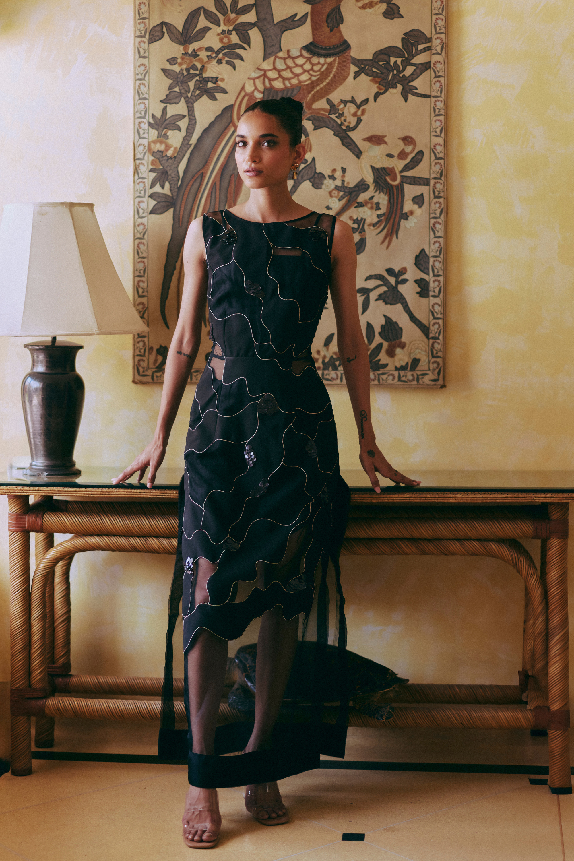 Black Swril Organza Dress