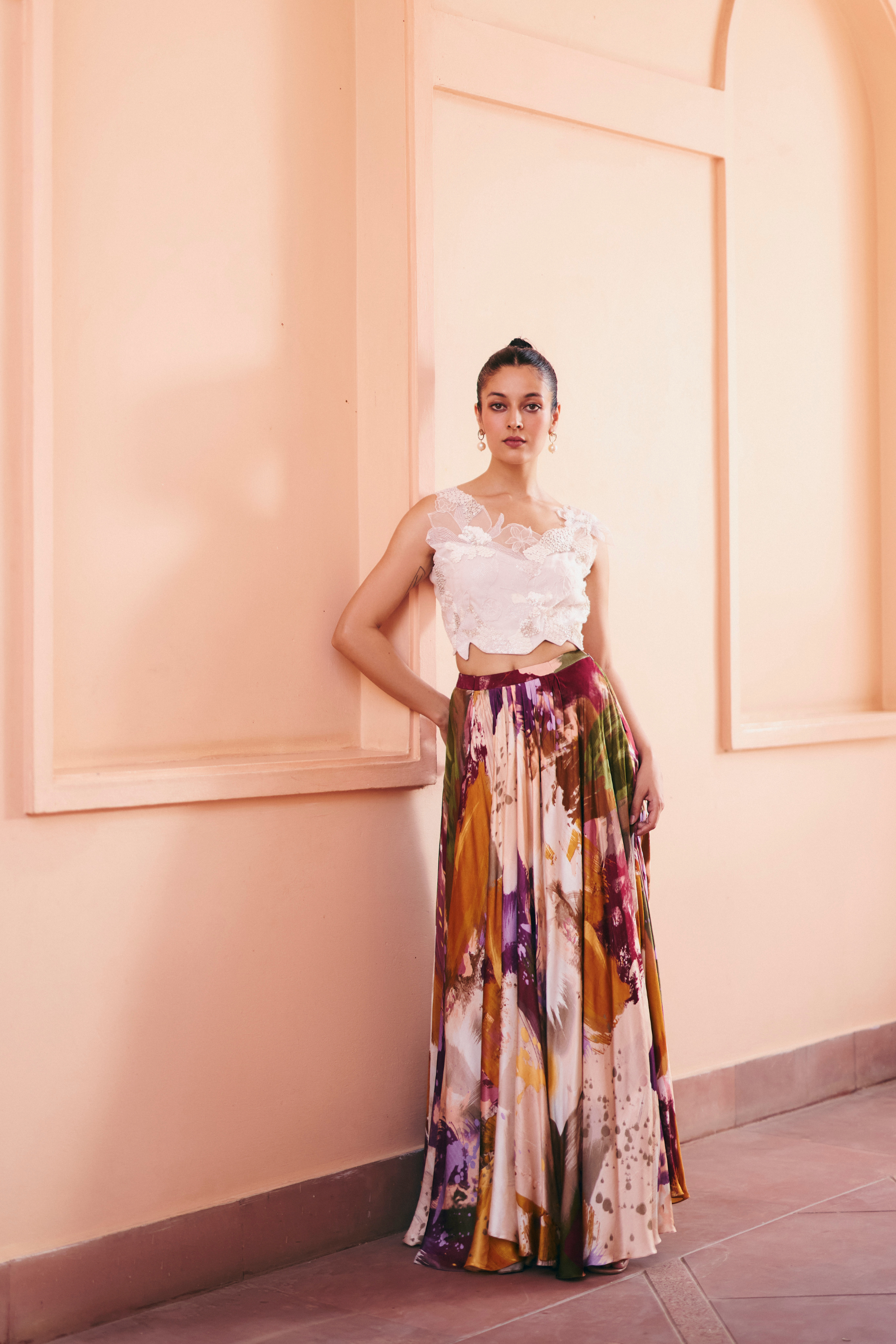 Splatter Skirt With Beaded Top