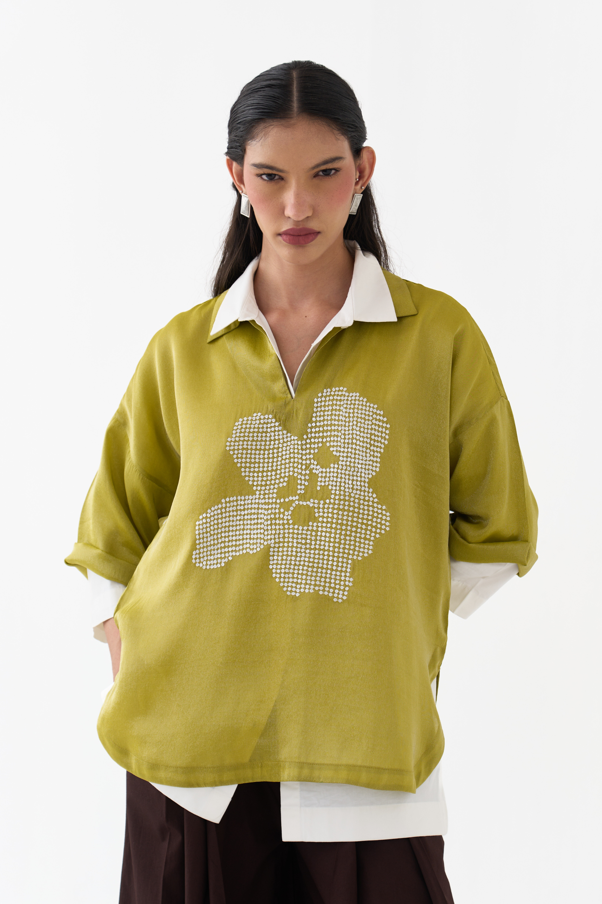 Emb. V Neck Top Co-ord (set Of 3)