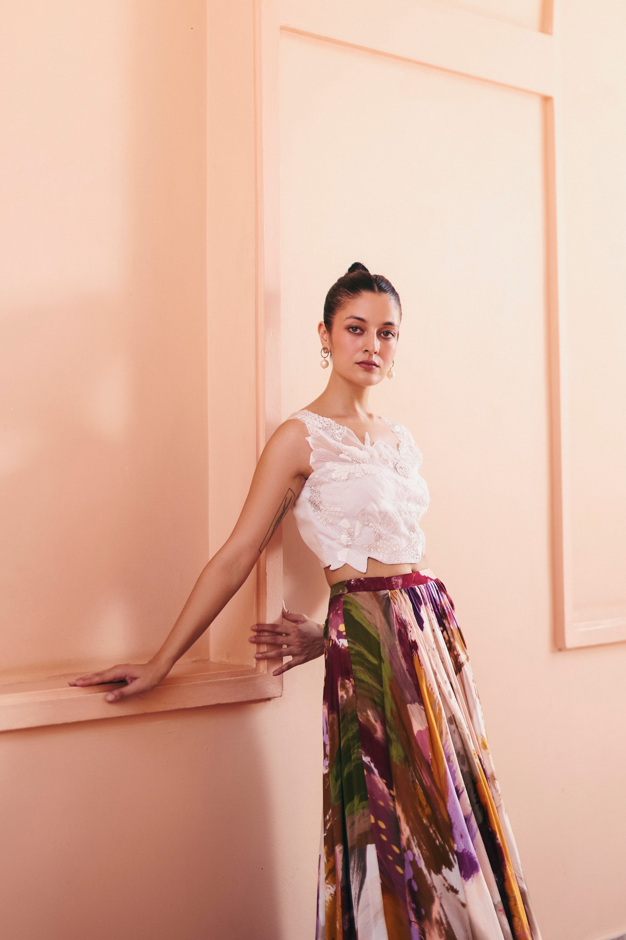Splatter Skirt With Beaded Top