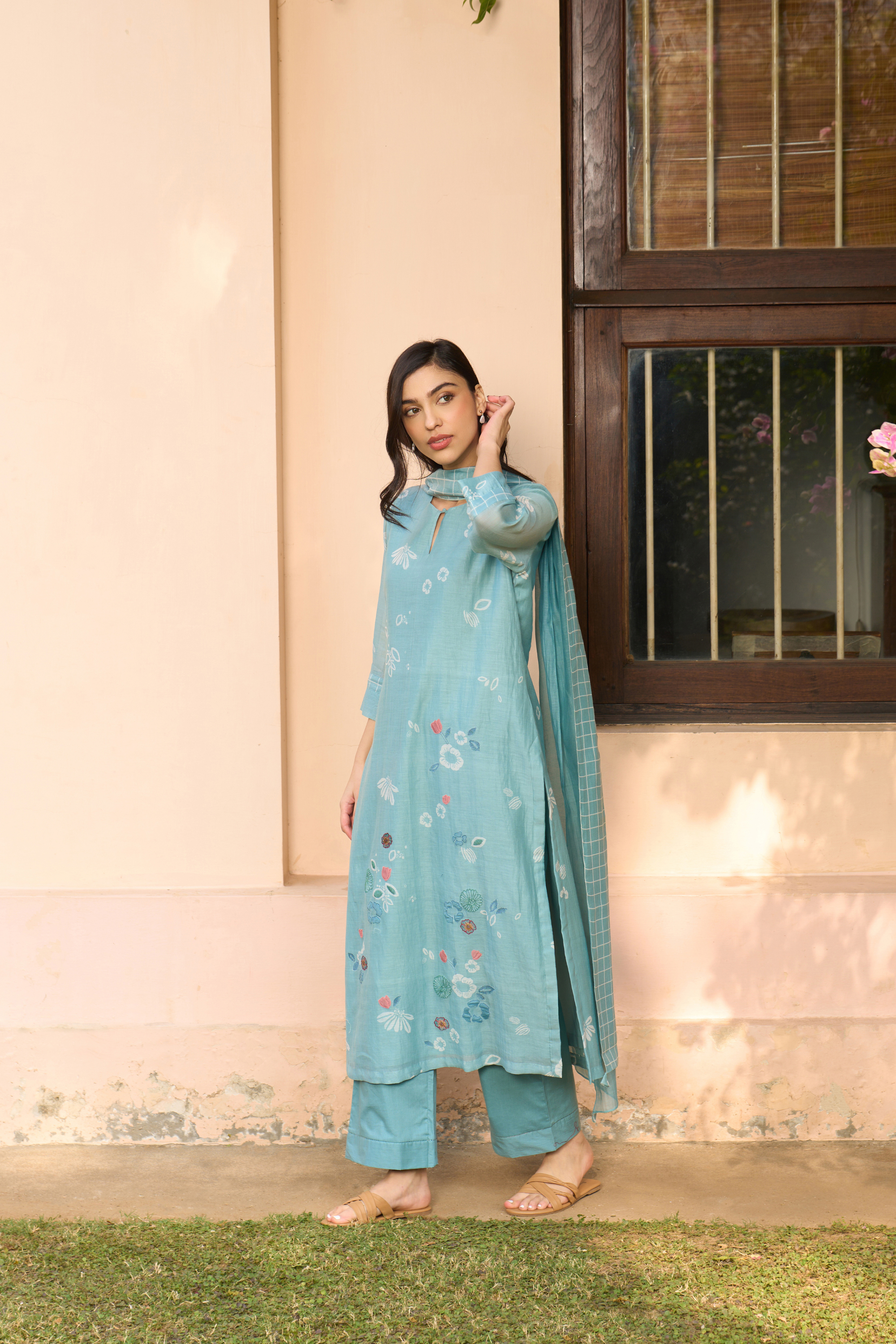 Powder Blue Embroidered Kurta Set