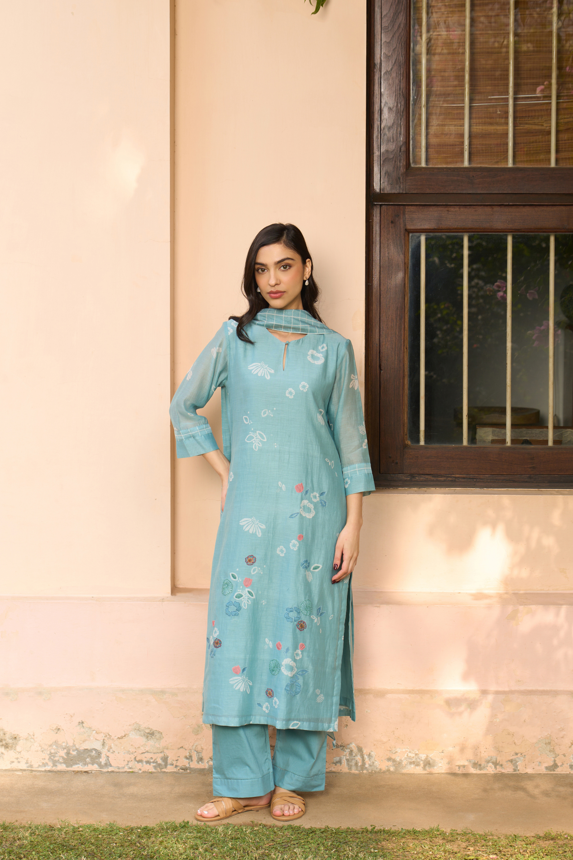 Powder Blue Embroidered Kurta Set