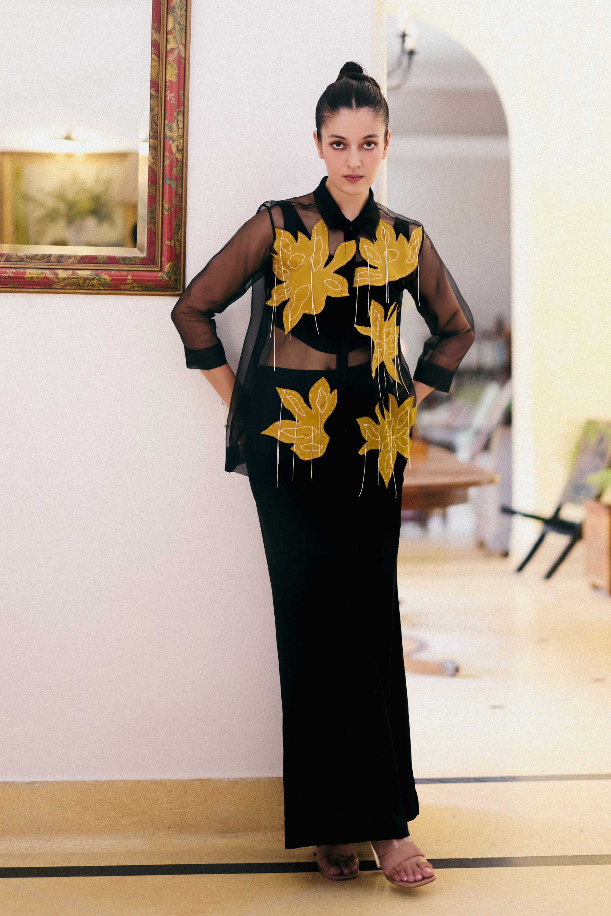 Black Organza Shirt Set