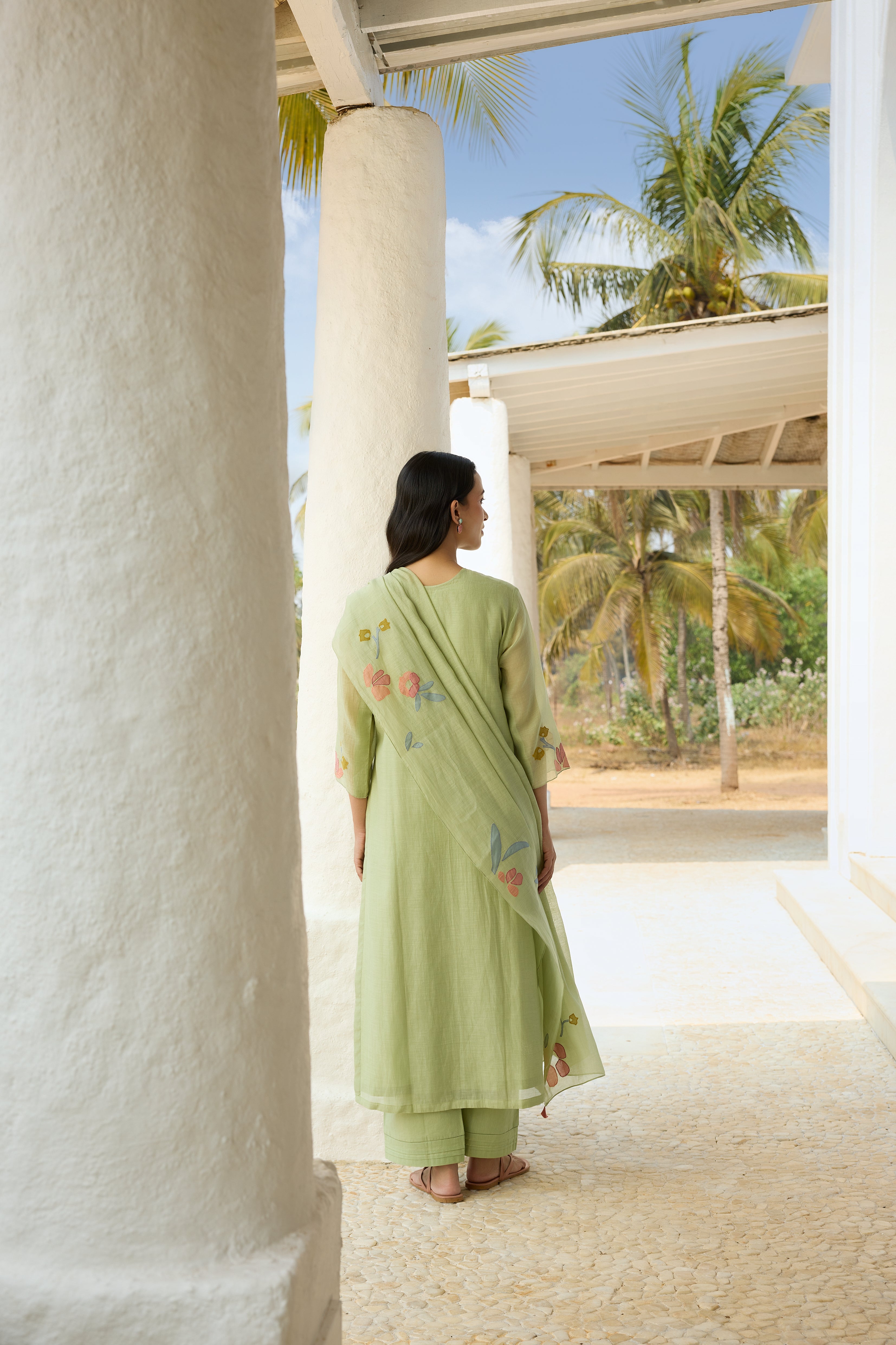 Lime Applique Kurta Set
