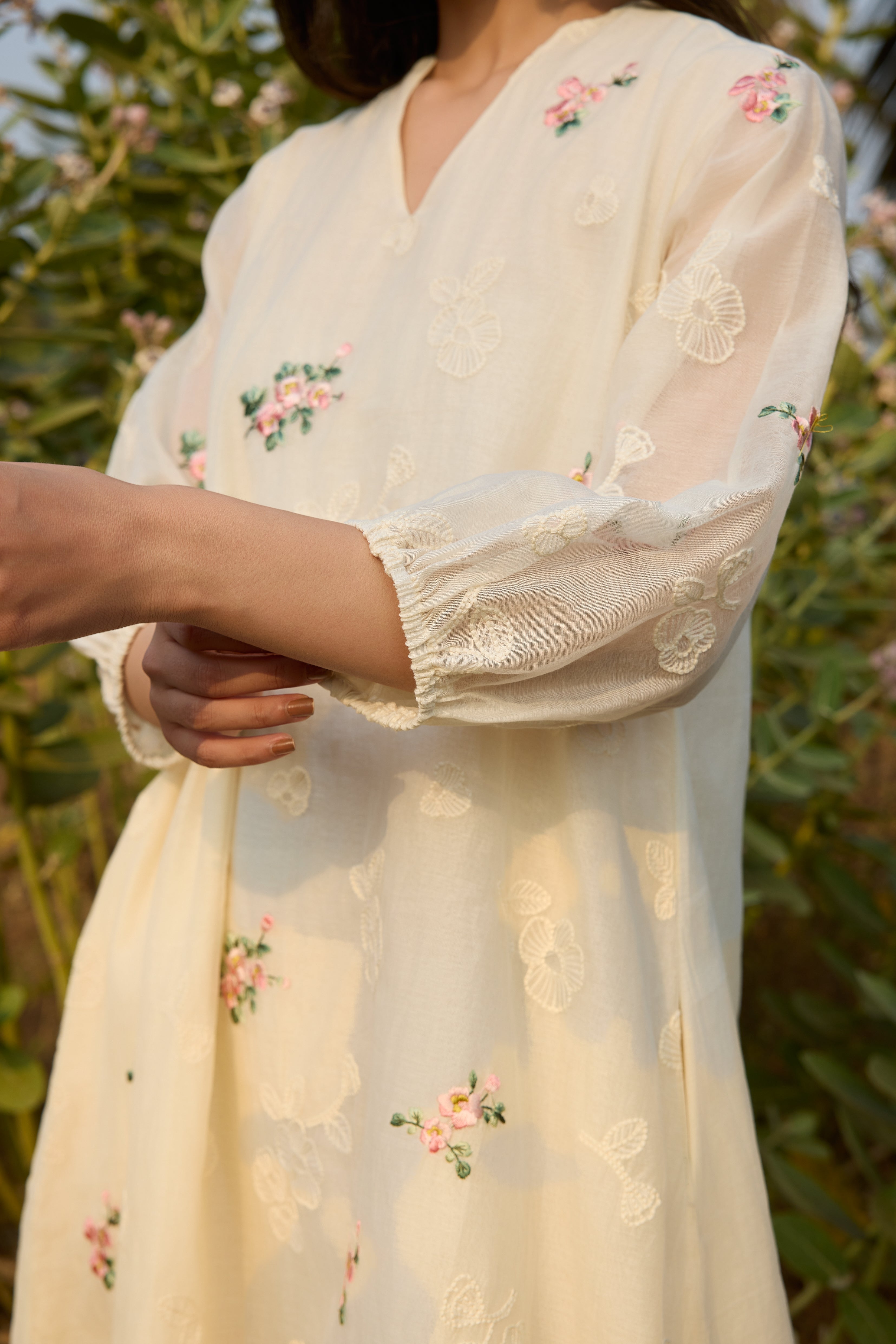 Ivory Thread Embroidered Dress
