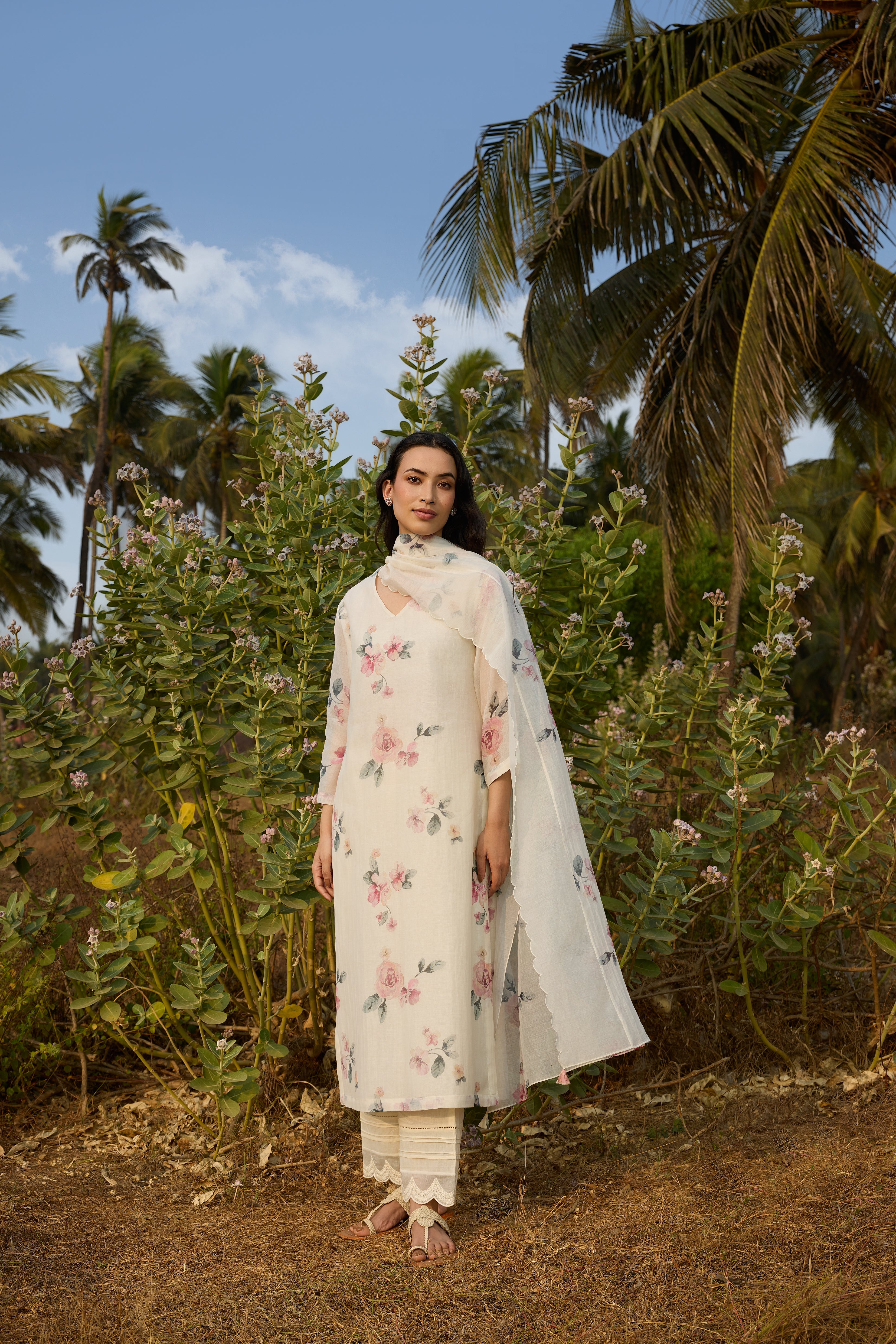 Ivory Floral Kurta Set