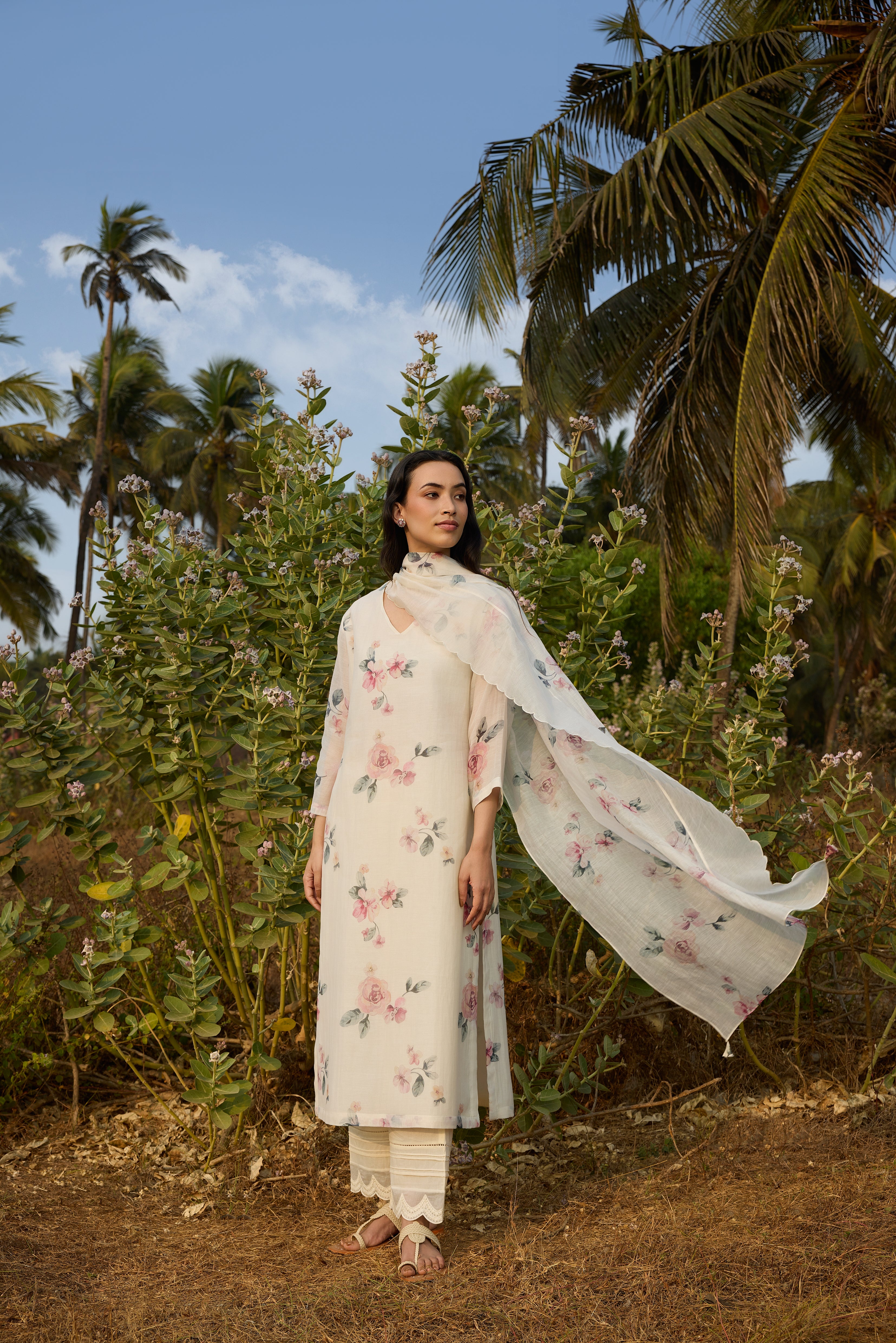 Ivory Floral Kurta Set