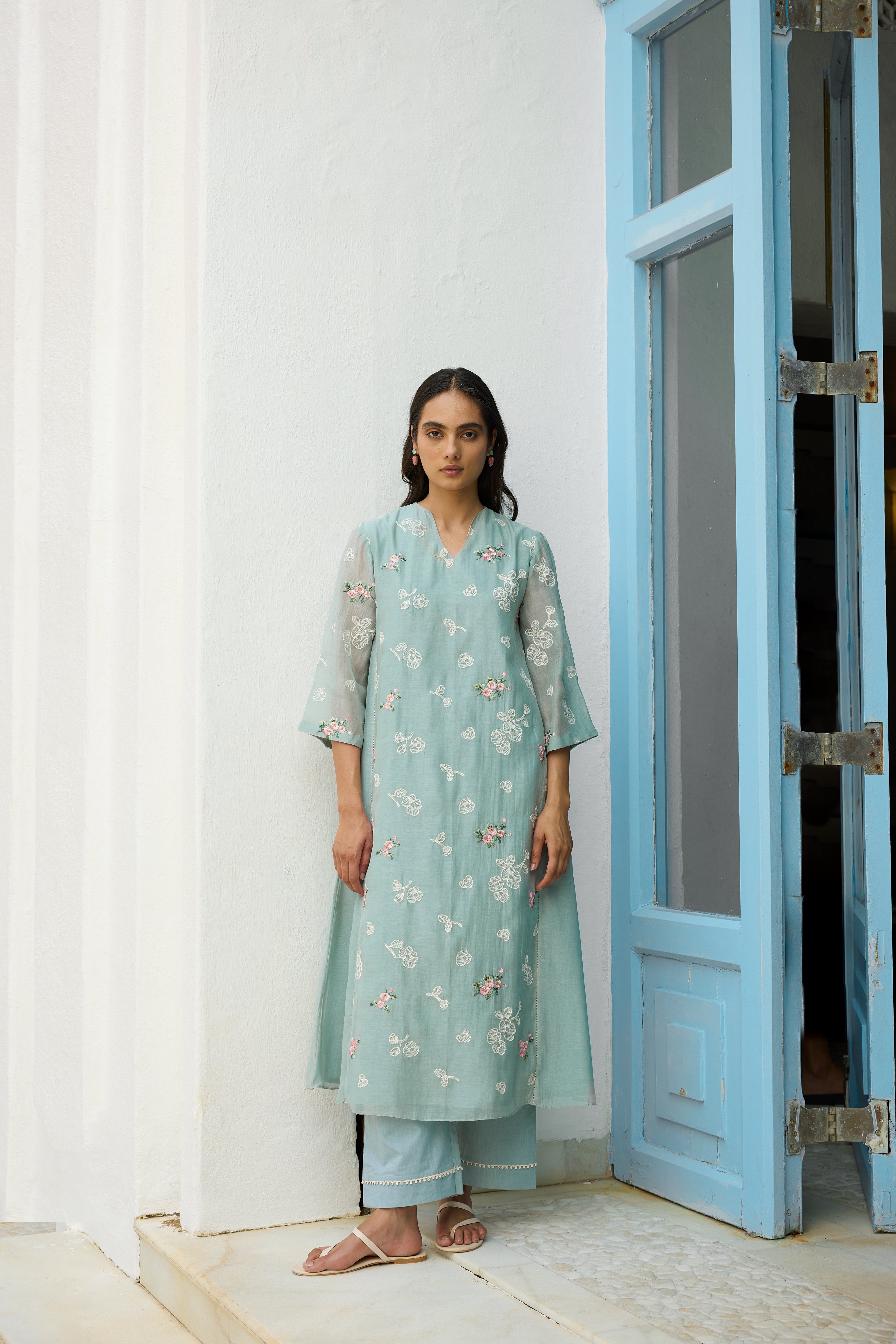 Sky Thread Embroidered Co-ord Set