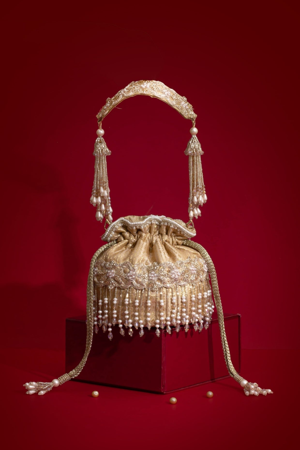 Vivaah Embellished Mini Potli - Beige