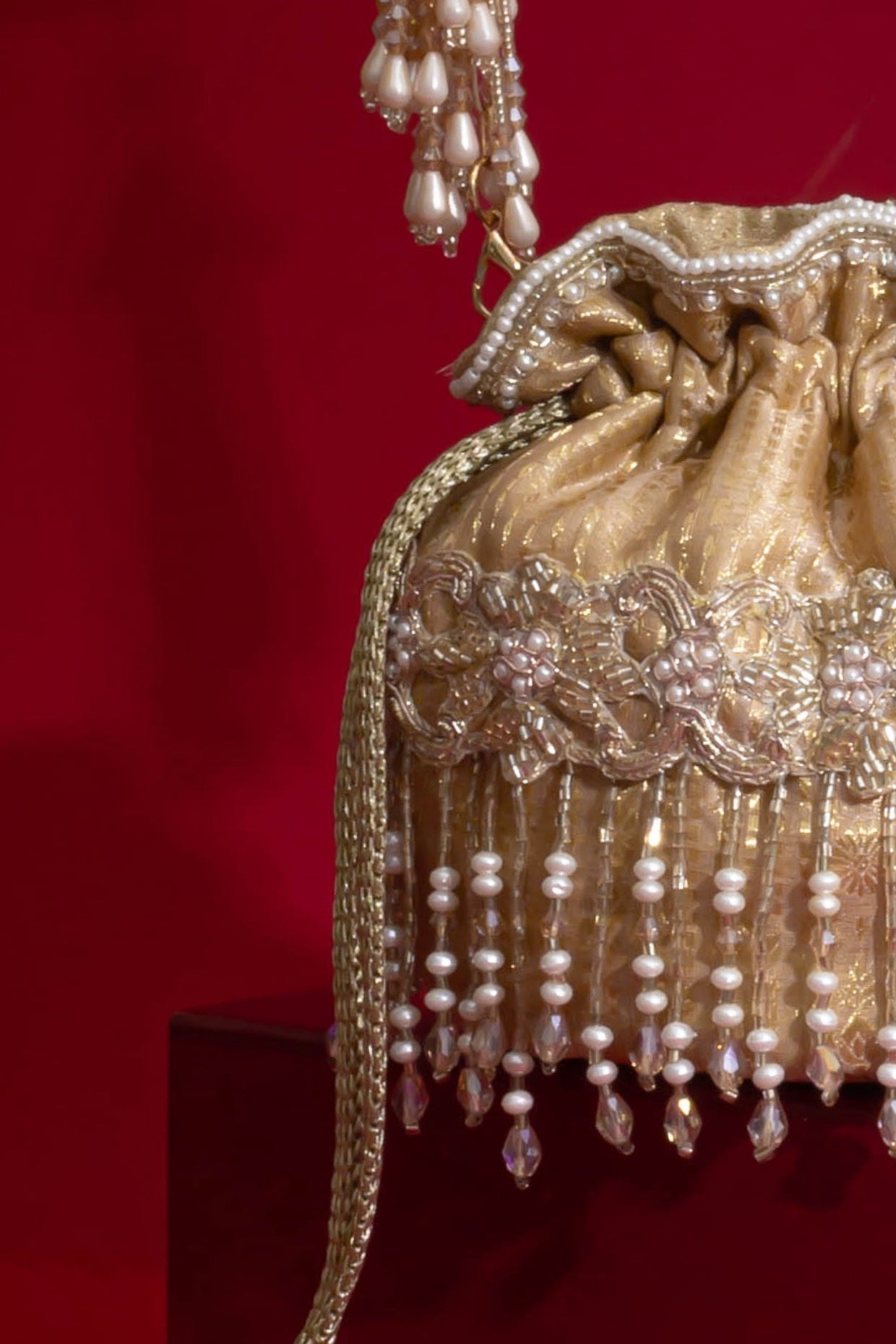 Vivaah Embellished Mini Potli - Beige