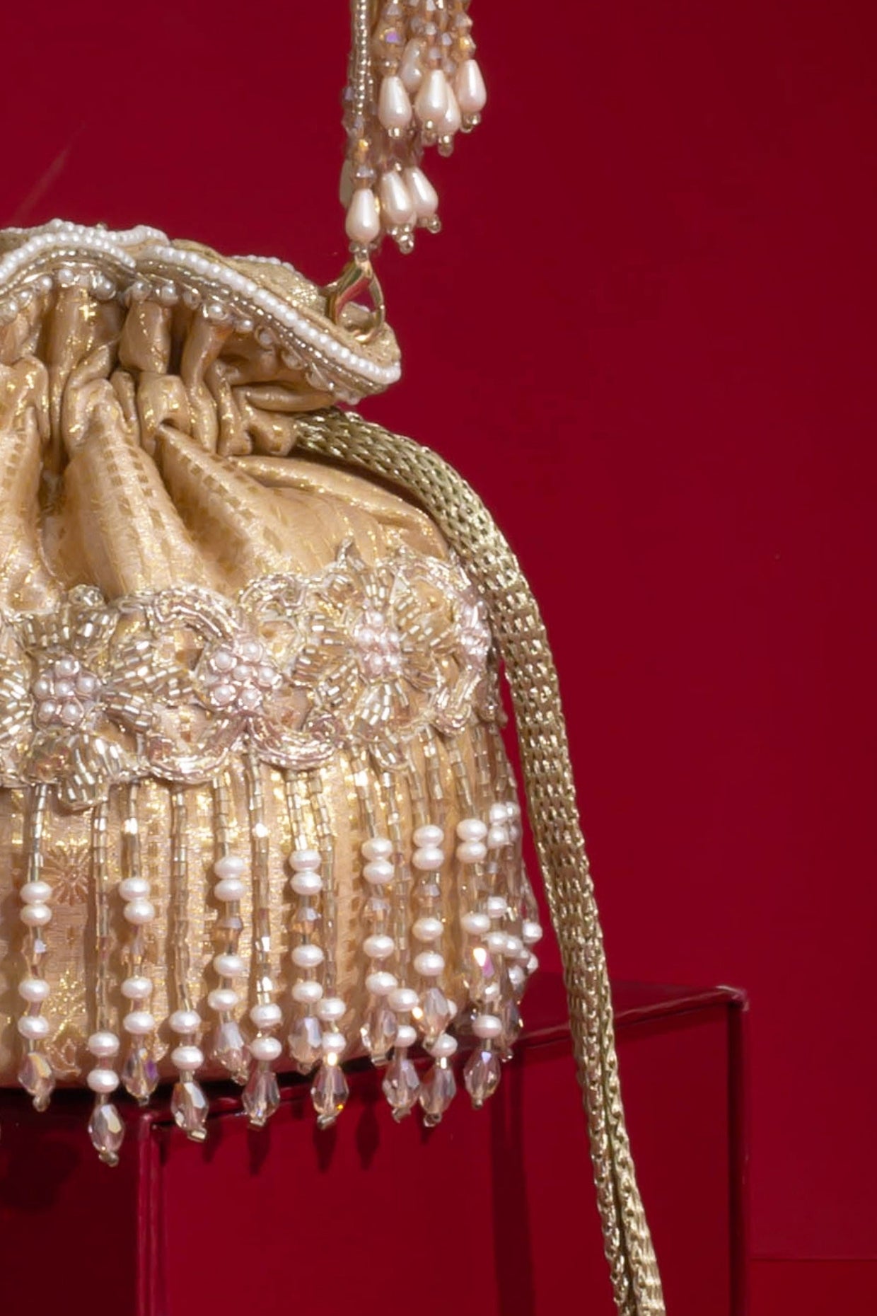 Vivaah Embellished Mini Potli - Beige