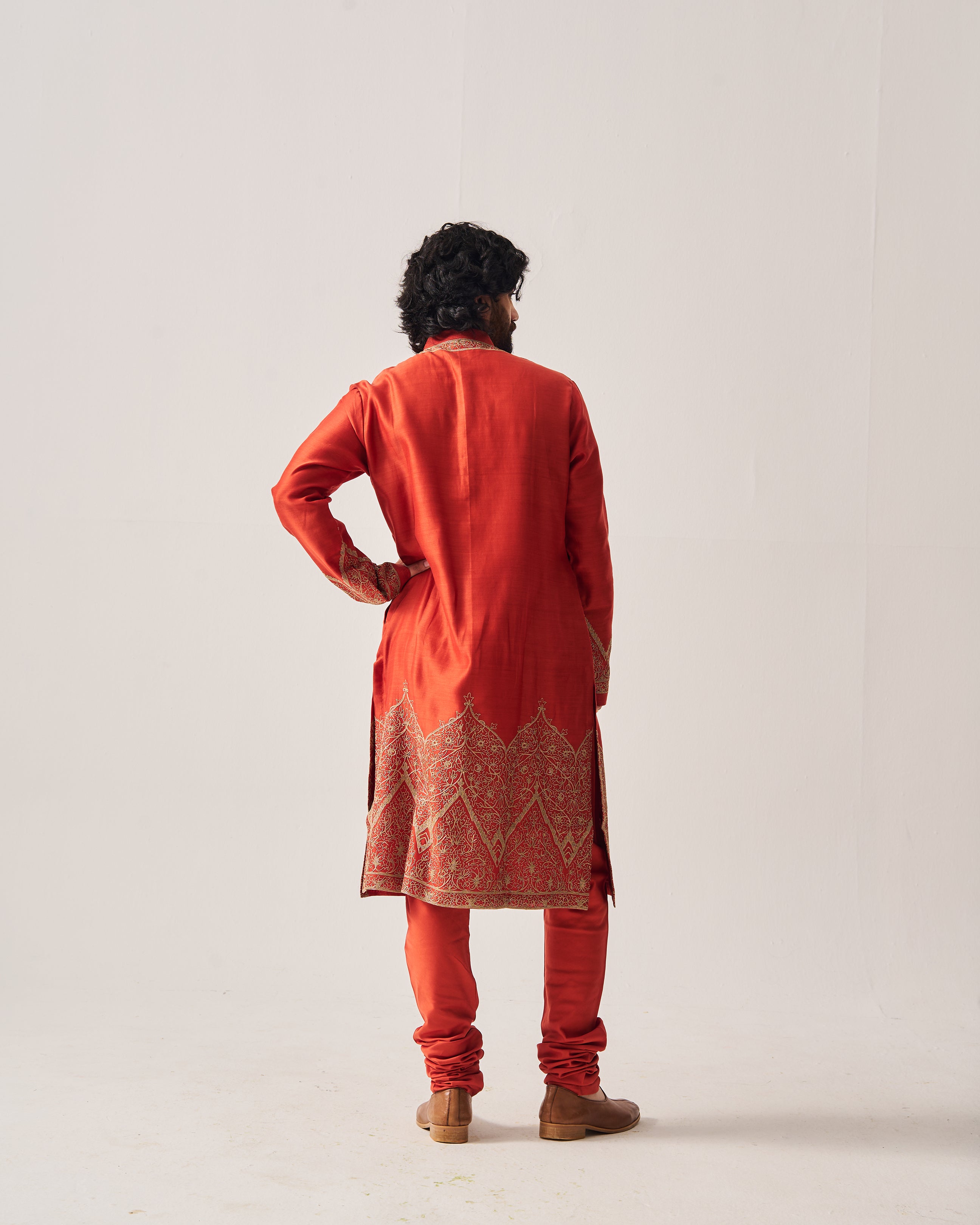 Floral Dome Kurta With Churidar Pants