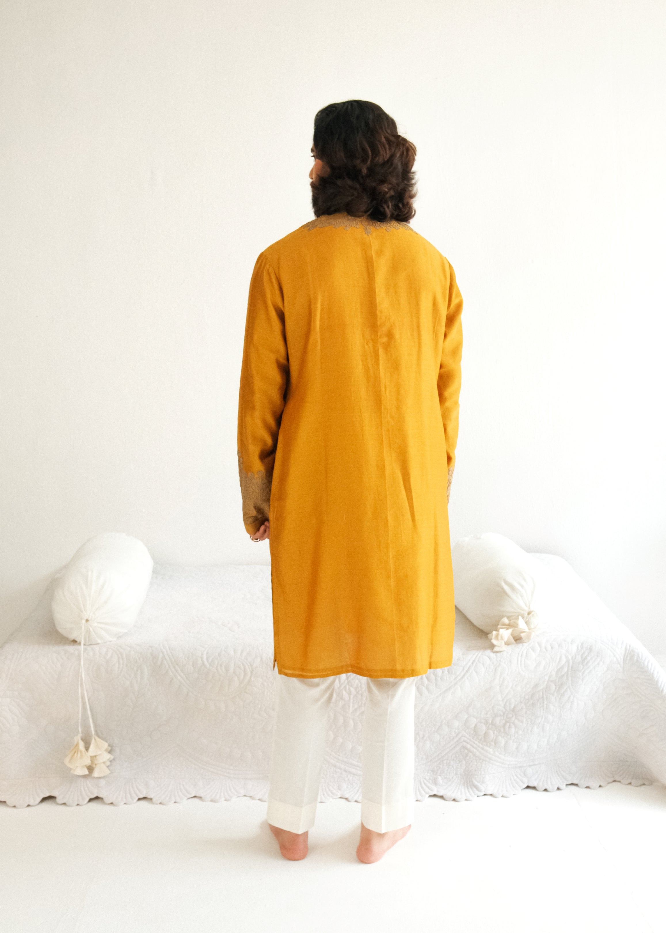 Dori And Marodi Embroidery Mustard Kurta Set
