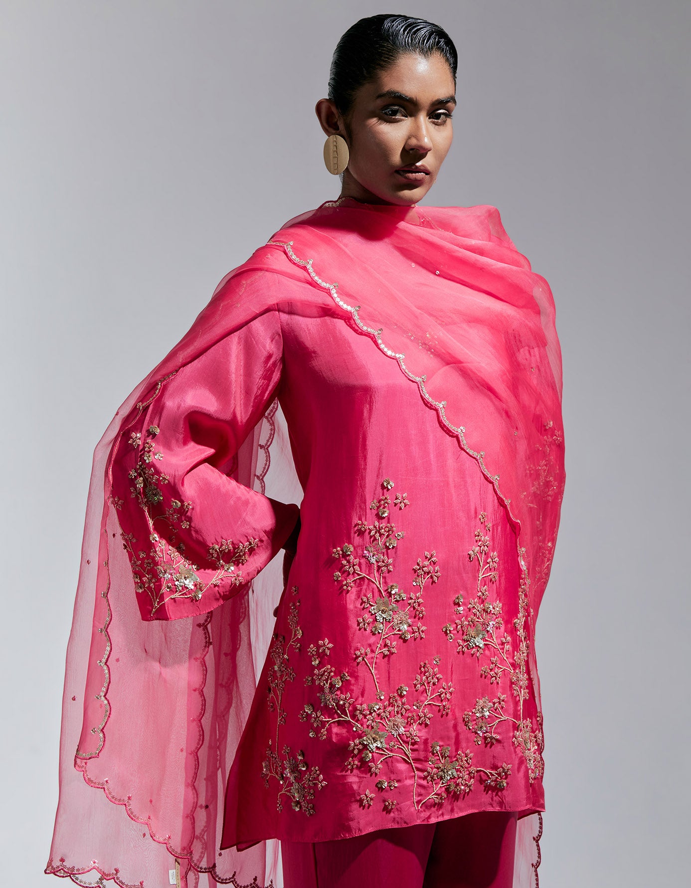 Raspberry Organza Dupatta