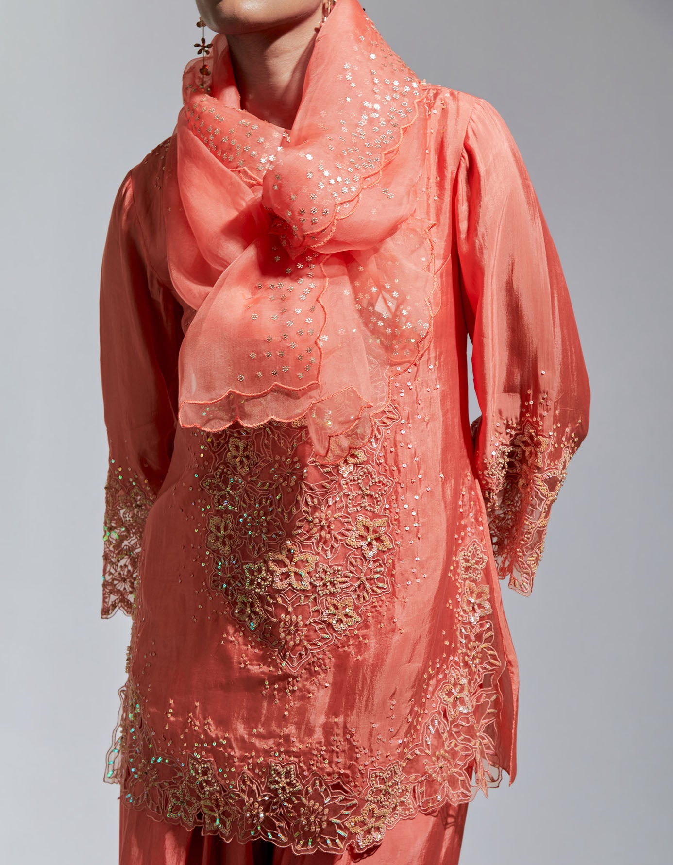 Vermillion Organza Dupatta