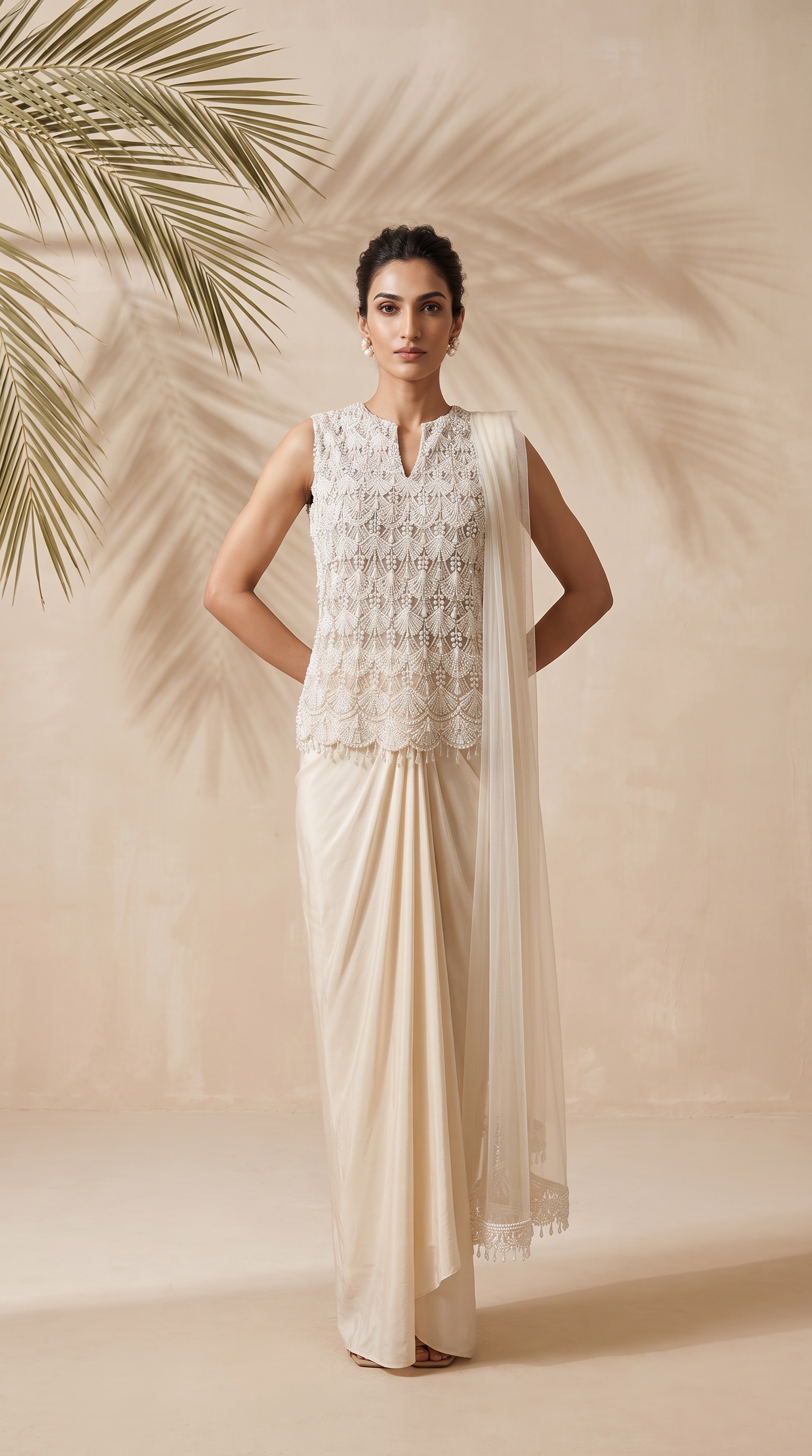 Wisteria - Hand Embroidered Top With Bugle Beads