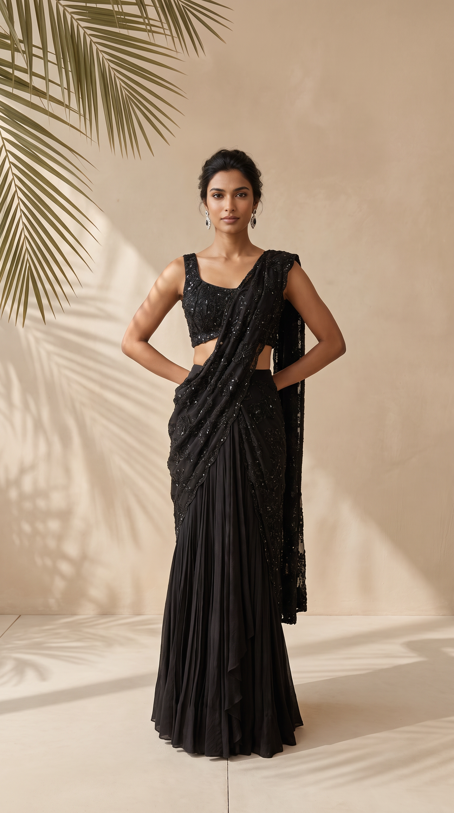 Raven - Embroidered Sari And Blouse