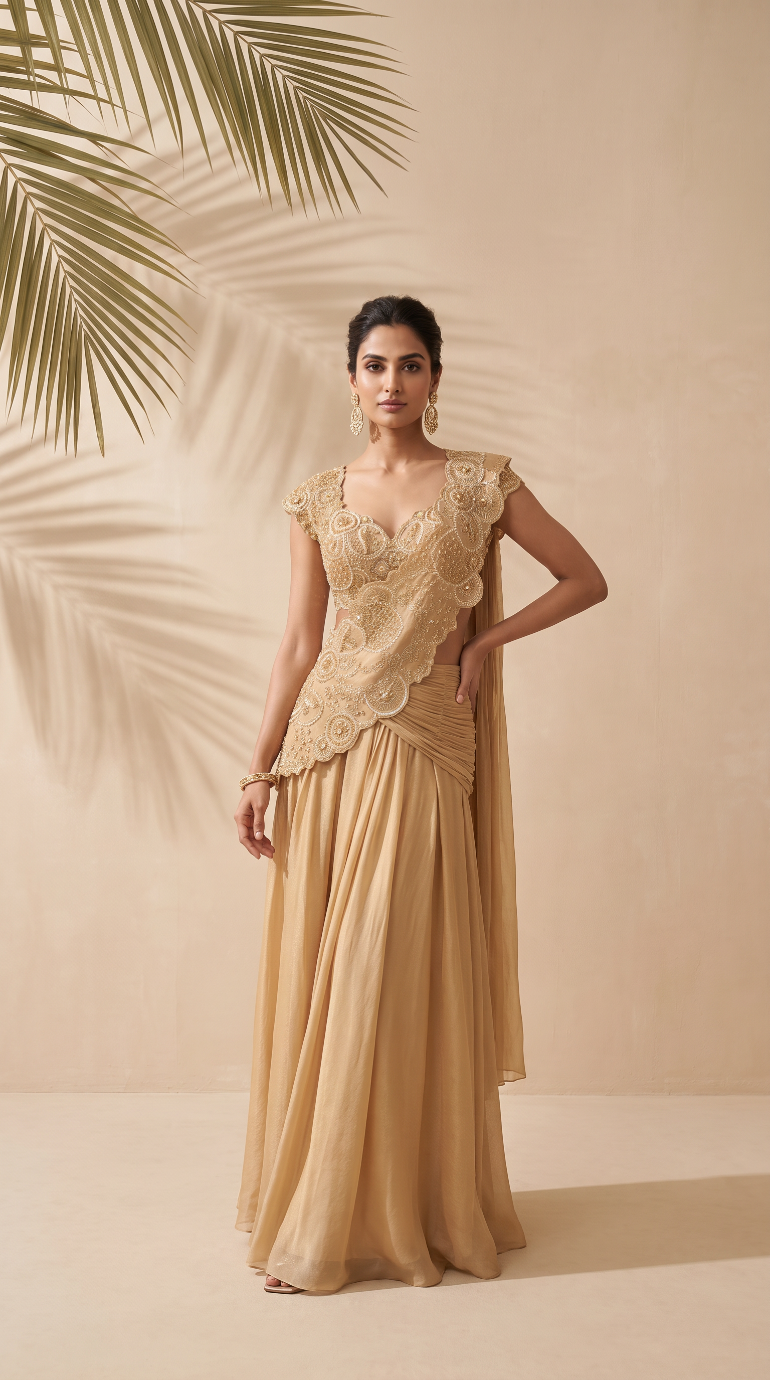 Hazel - Hand Embroidered Pre-stitched Sari