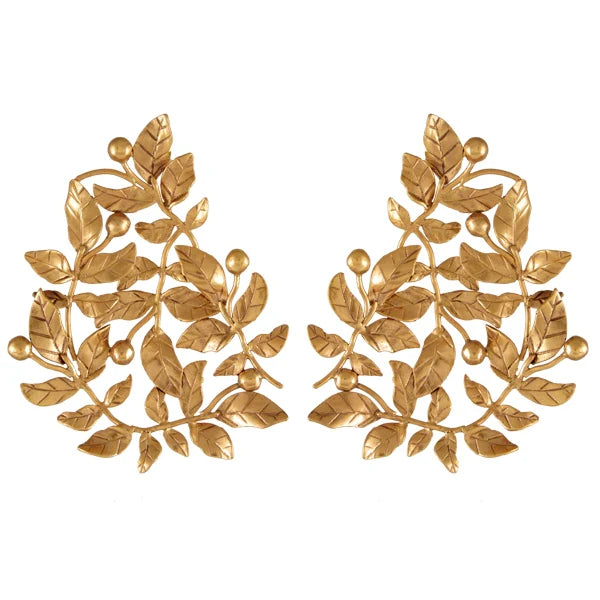 Gold Toned Rose Vine Earrings