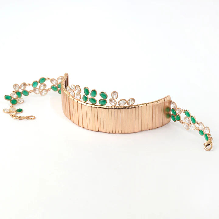 Cosmic Wreath Gold Ribbon Emerald Choker