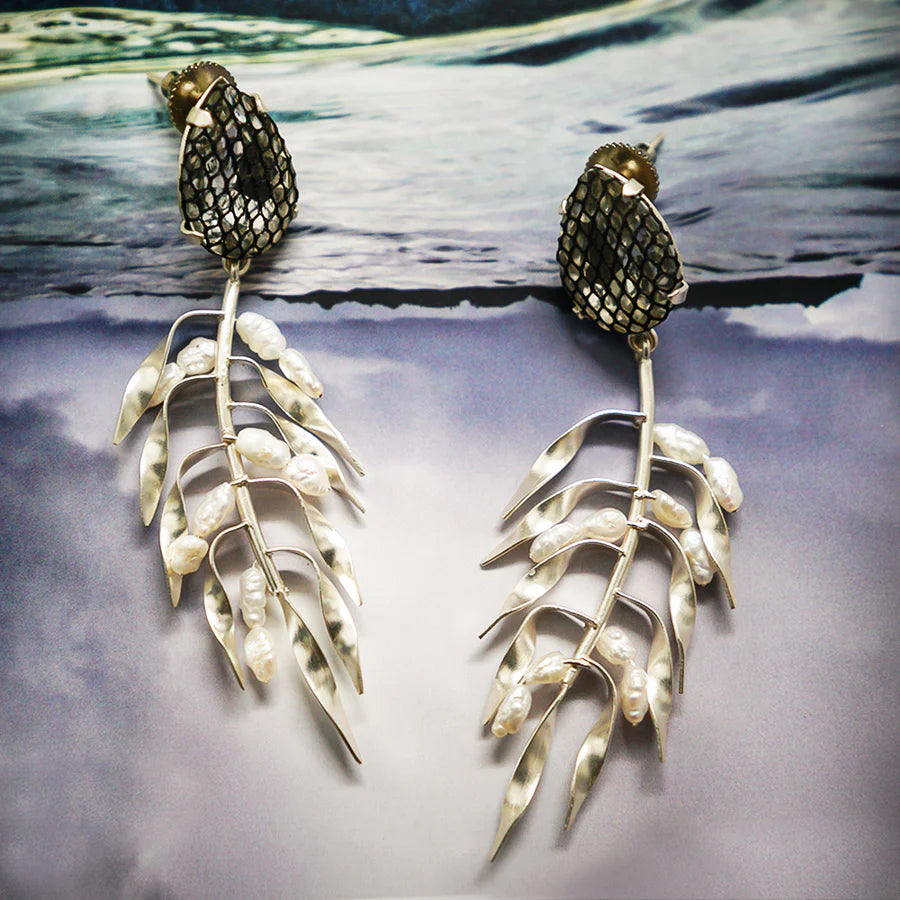 Silver Shortgrass Statement Earrings
