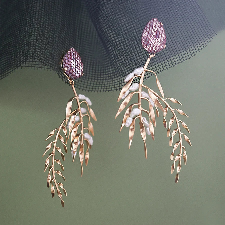 Gilded Grasslands Statement Earrings