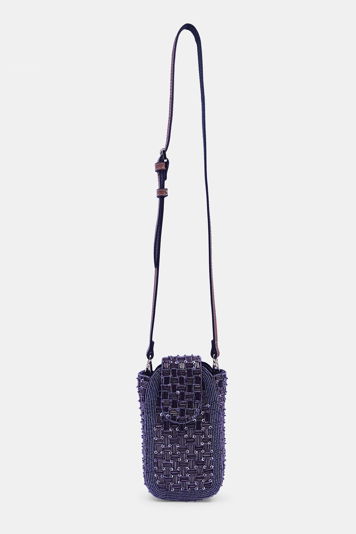 Purple Embellished Beaded Clutch Bag