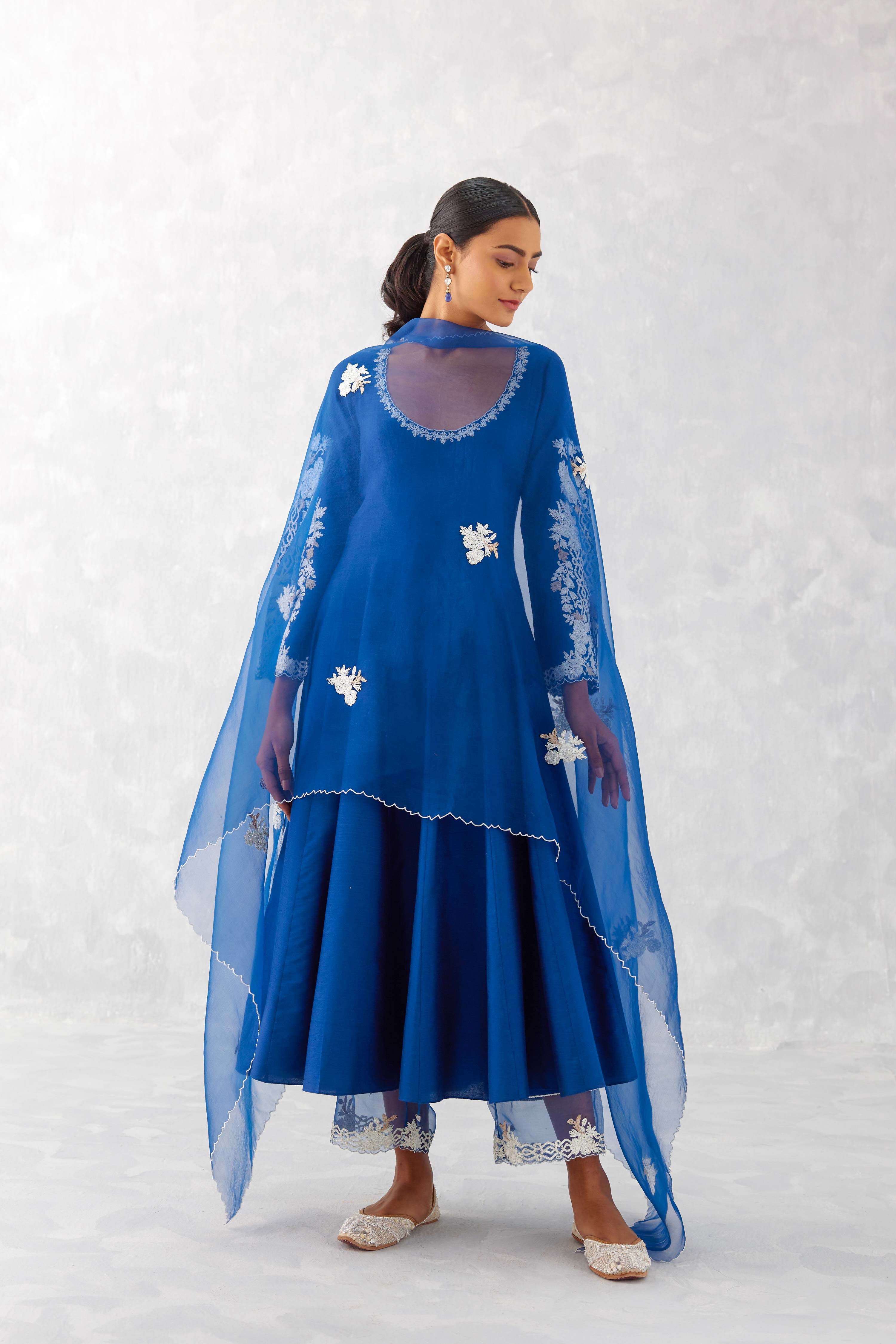 Blue Embroidered Anarkali Set