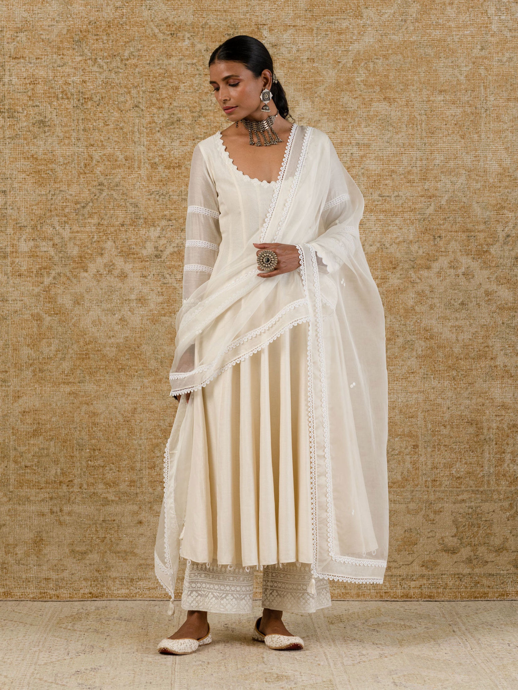 Ivory Chanderi Anarkali