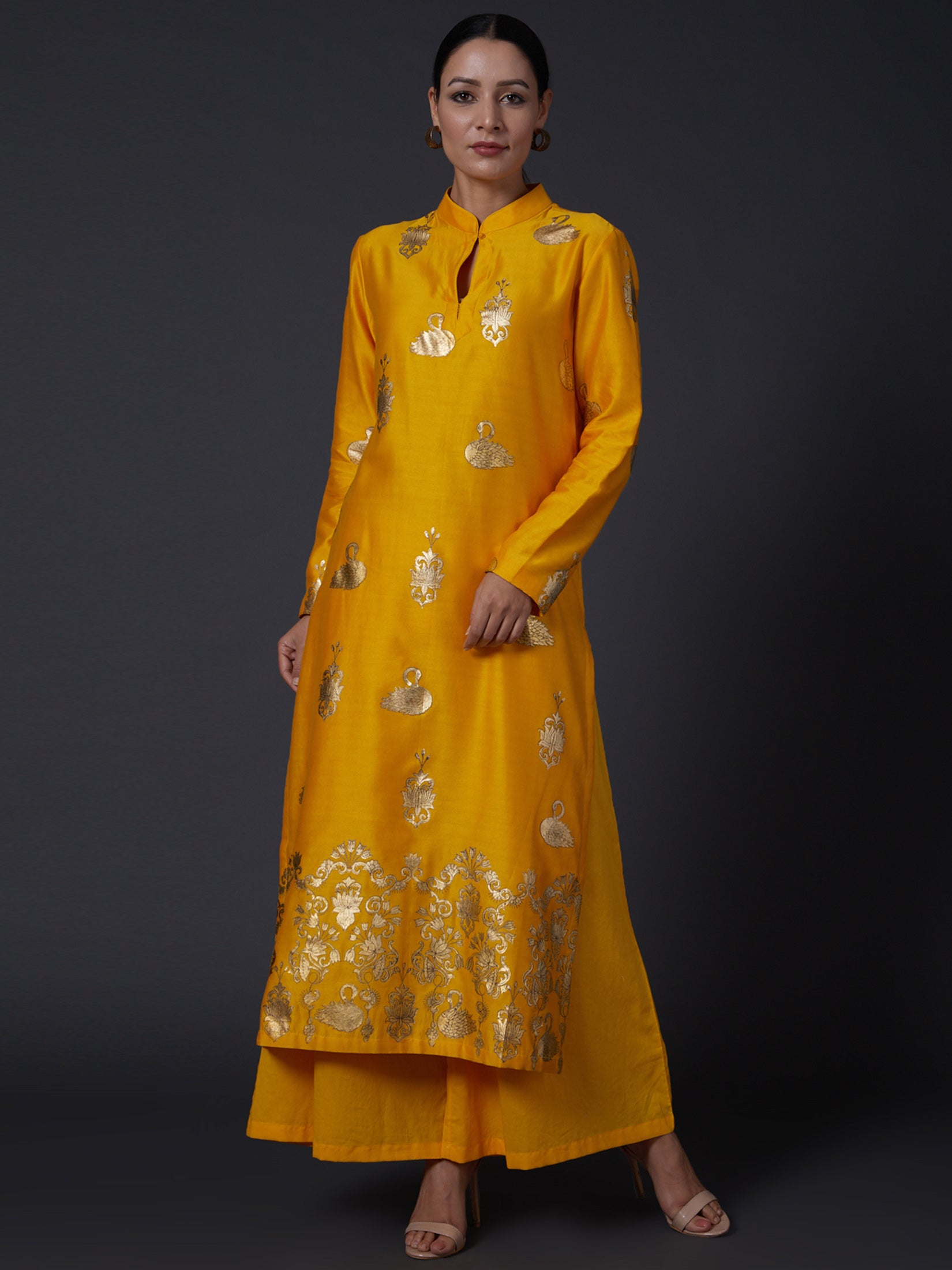 Yellow Printed Kurta With Pants